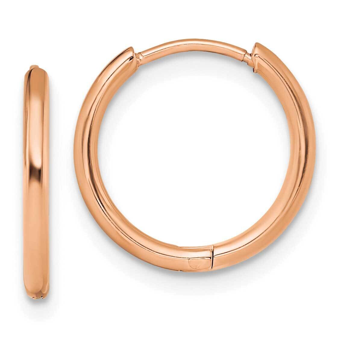 Rose Ip-Plated 1.6mm Hinged Hoop Earrings Stainless Steel Polished SRE1464, MPN: SRE1464, 191101867…