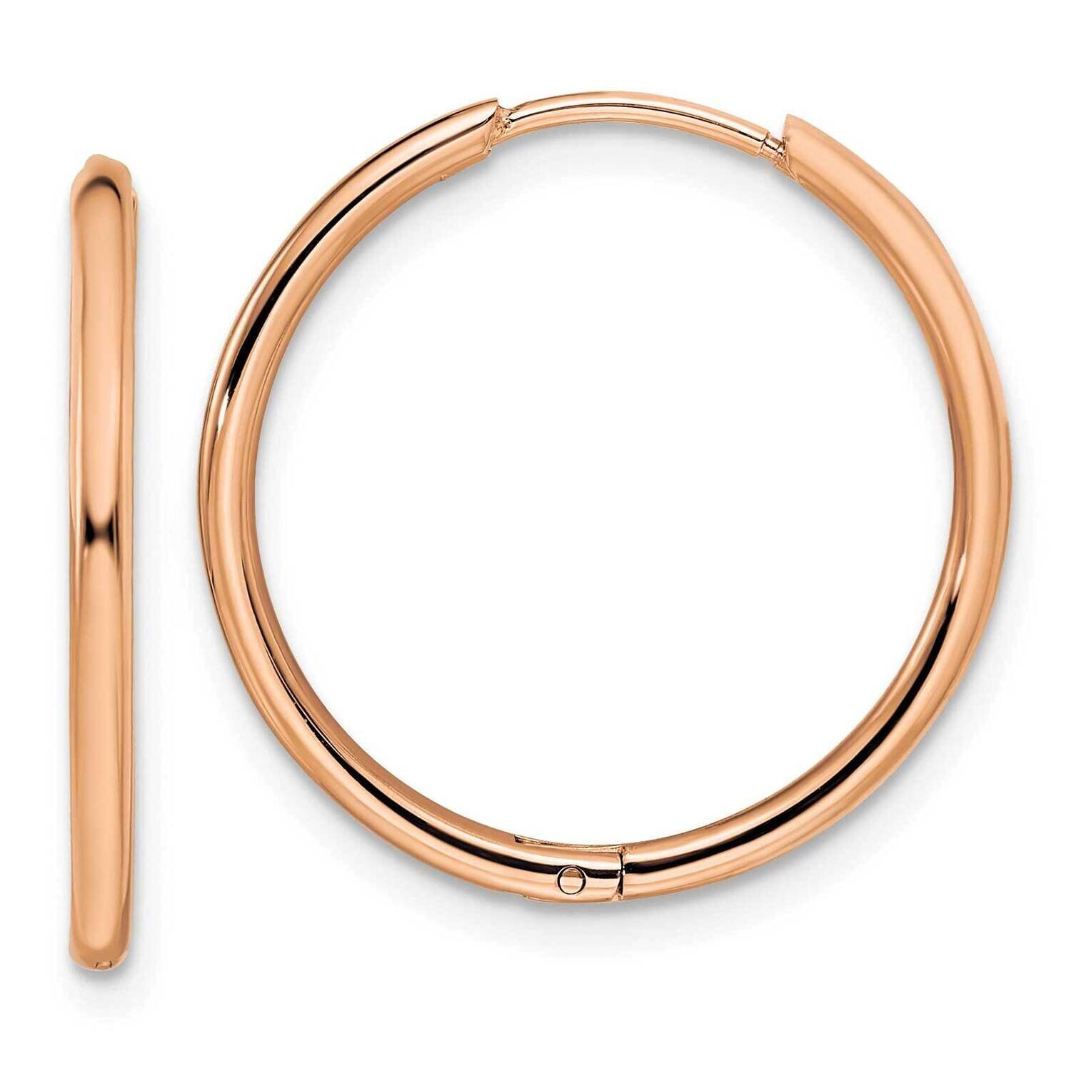 Rose Ip-Plated 1.6mm Hinged Hoop Earrings Stainless Steel Polished SRE1467, MPN: SRE1467, 191101867…