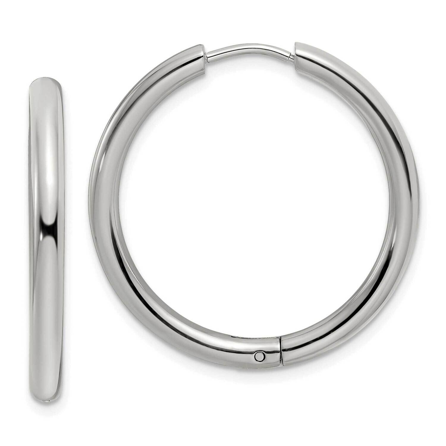 3mm Hinged Hoop Earrings Stainless Steel Polished SRE1472, MPN: SRE1472, 191101866388