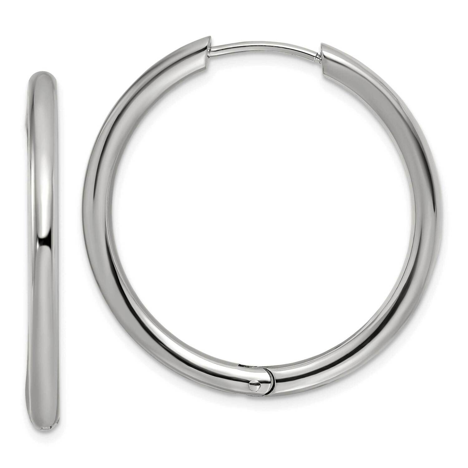 3mm Hinged Hoop Earrings Stainless Steel Polished SRE1473, MPN: SRE1473, 191101866395