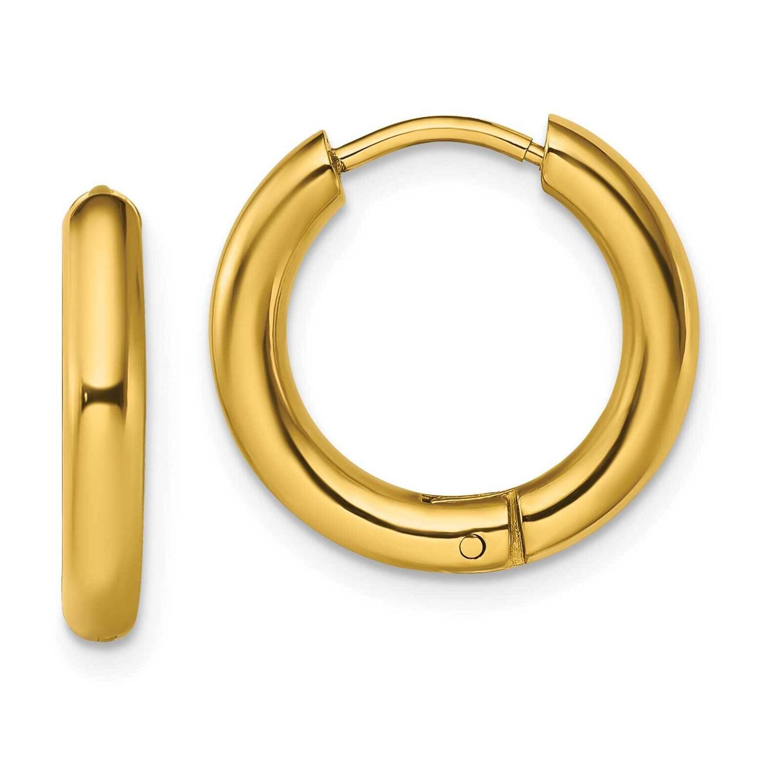 Yellow Ip-Plated 3mm Hinged Hoop Earrings Stainless Steel Polished SRE1475, MPN: SRE1475, 191101867…