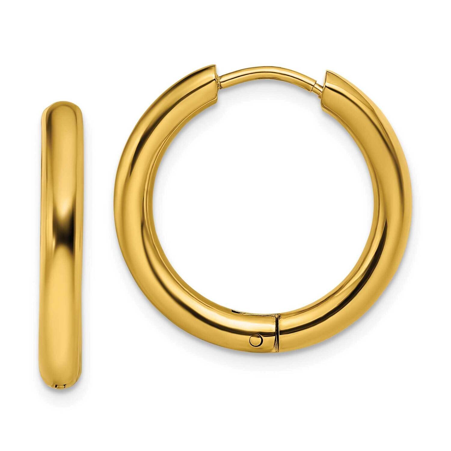 Yellow Ip-Plated 3mm Hinged Hoop Earrings Stainless Steel Polished SRE1476, MPN: SRE1476, 191101867…