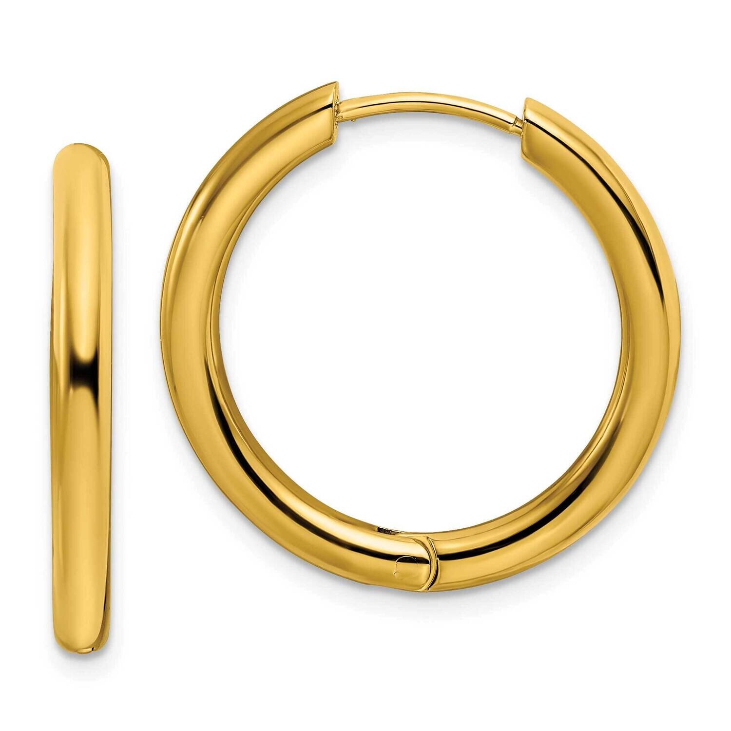 Yellow Ip-Plated 3mm Hinged Hoop Earrings Stainless Steel Polished SRE1477, MPN: SRE1477, 191101867…