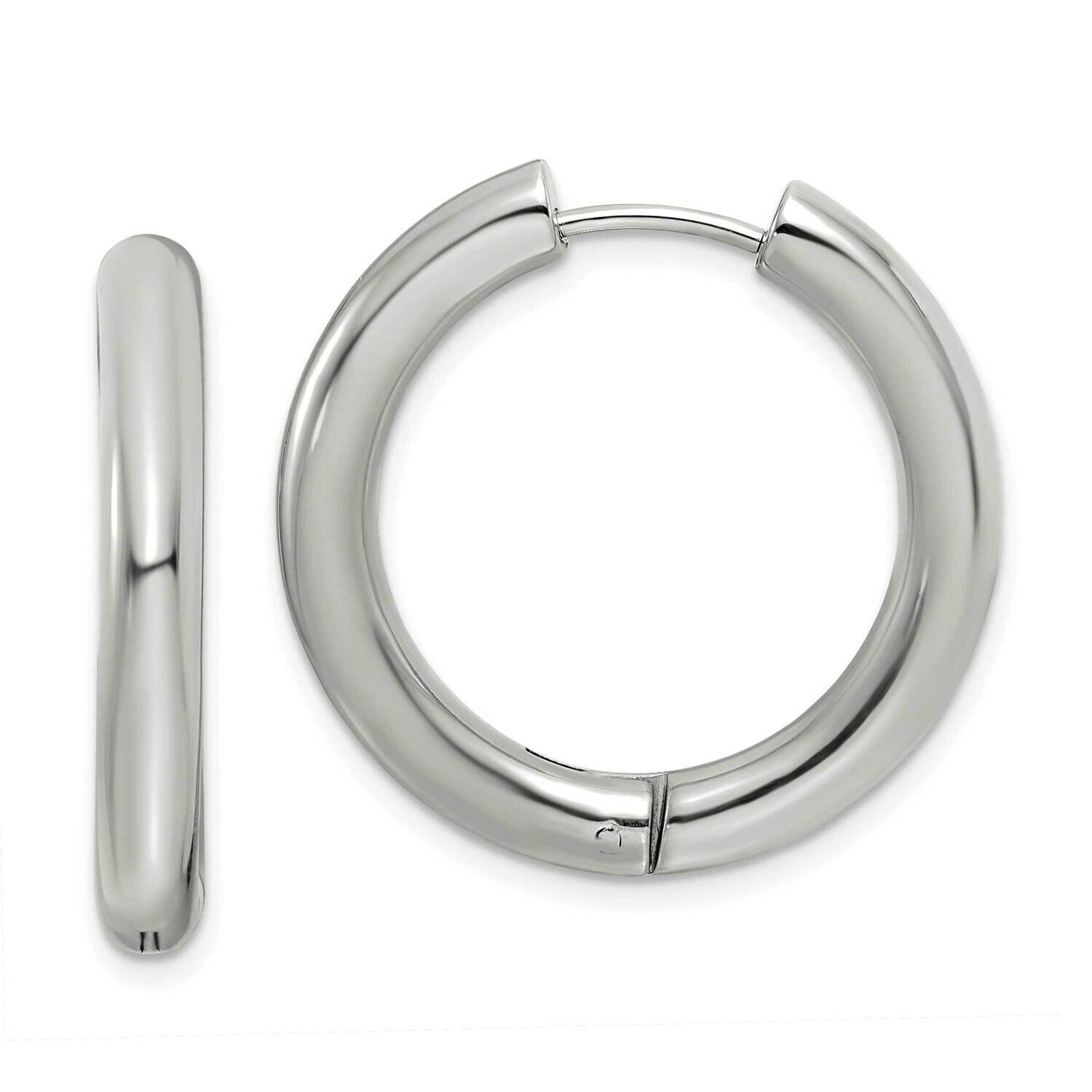 4mm Hinged Hoop Earrings Stainless Steel Polished SRE1494, MPN: SRE1494, 191101866425