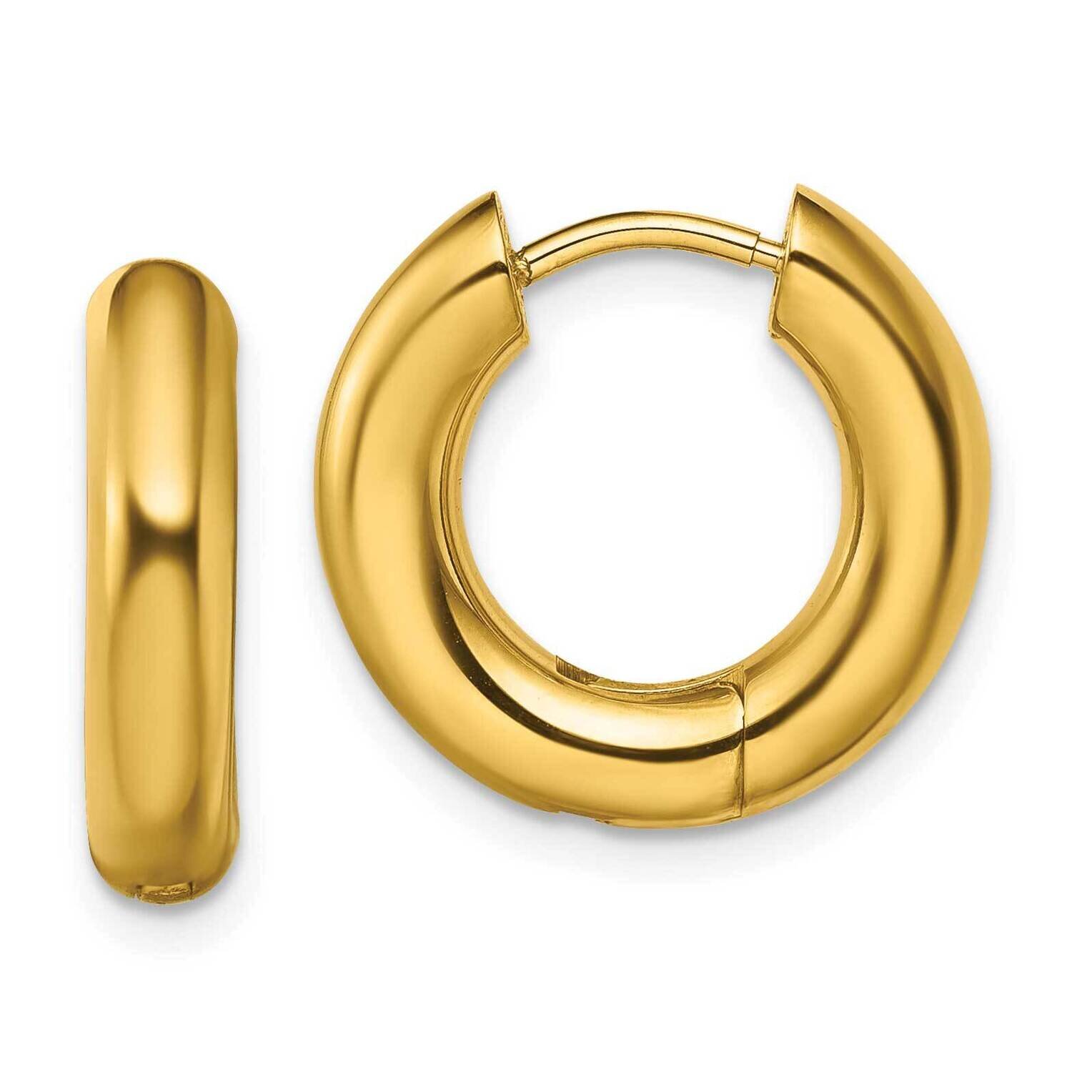 Yellow Ip-Plated 4mm Hinged Hoop Earrings Stainless Steel Polished SRE1495, MPN: SRE1495, 191101867…