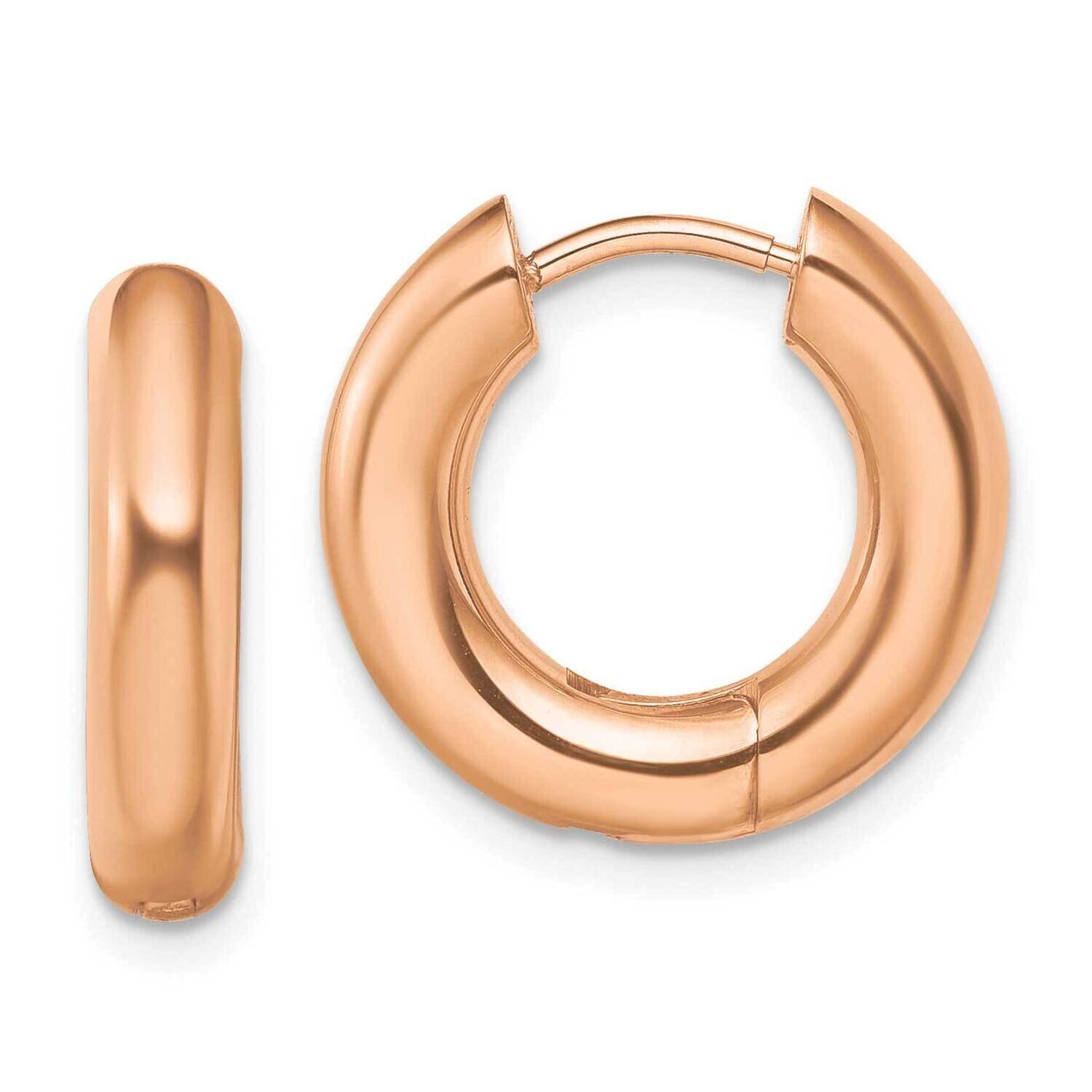 Rose Ip-Plated 4mm Hinged Hoop Earrings Stainless Steel Polished SRE1498, MPN: SRE1498, 191101867354