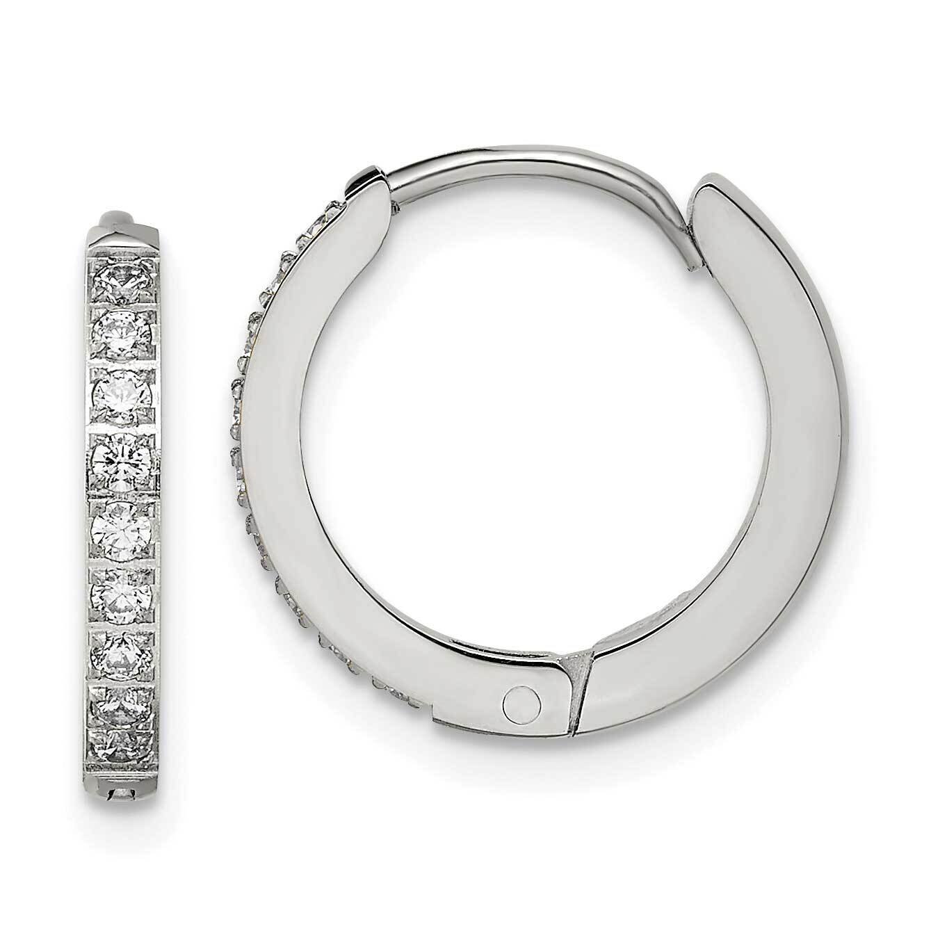 Preciosa Crystal 2mm Hinged Hoop Earrings Stainless Steel Polished SRE1512