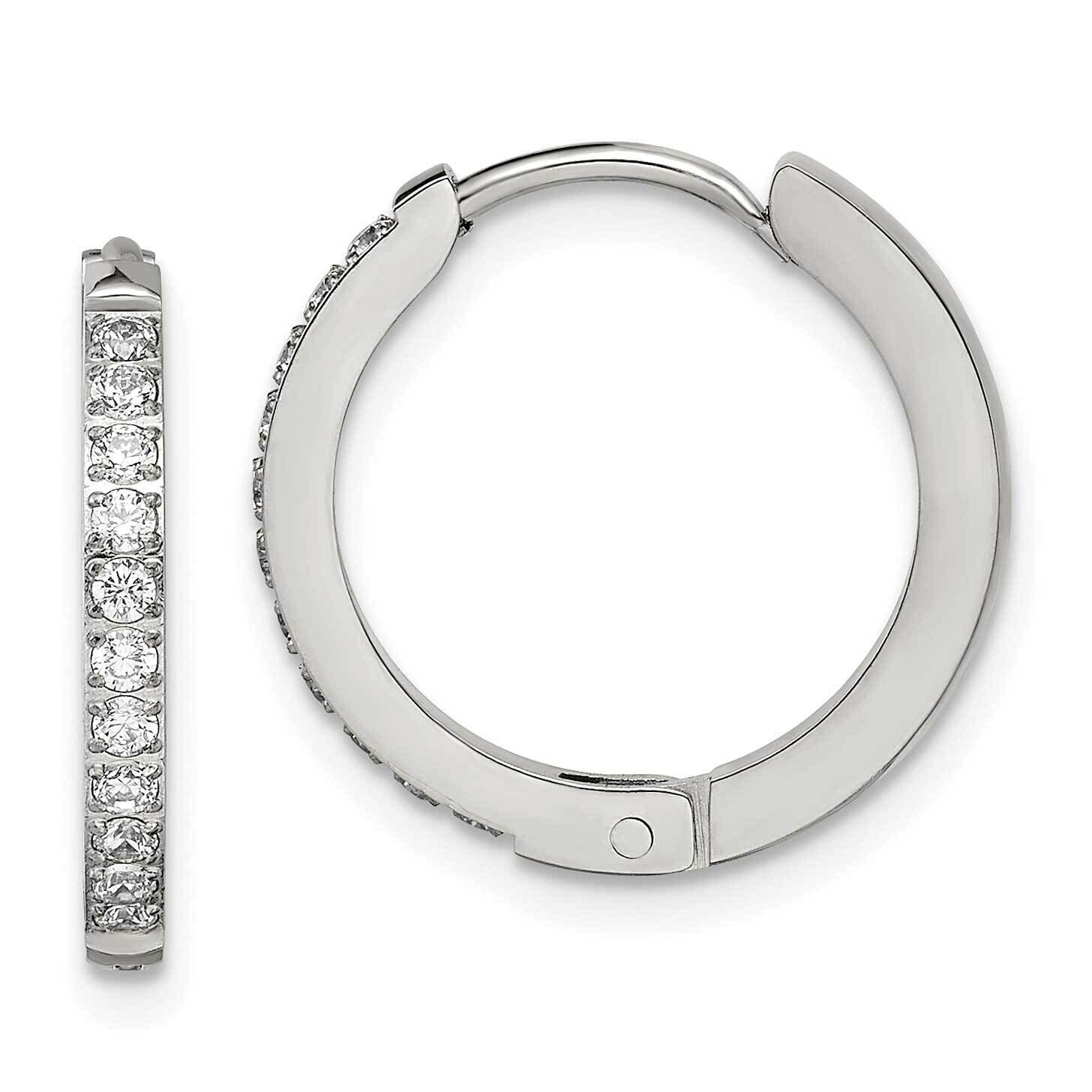 Preciosa Crystal 2mm Hinged Hoop Earrings Stainless Steel Polished SRE1513