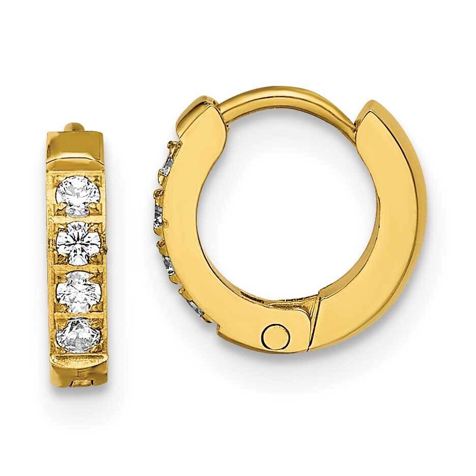 Yellow Ip with Preciosa Crystal Hinged Hoop Earrings Stainless Steel Polished SRE1515, MPN: SRE1515…