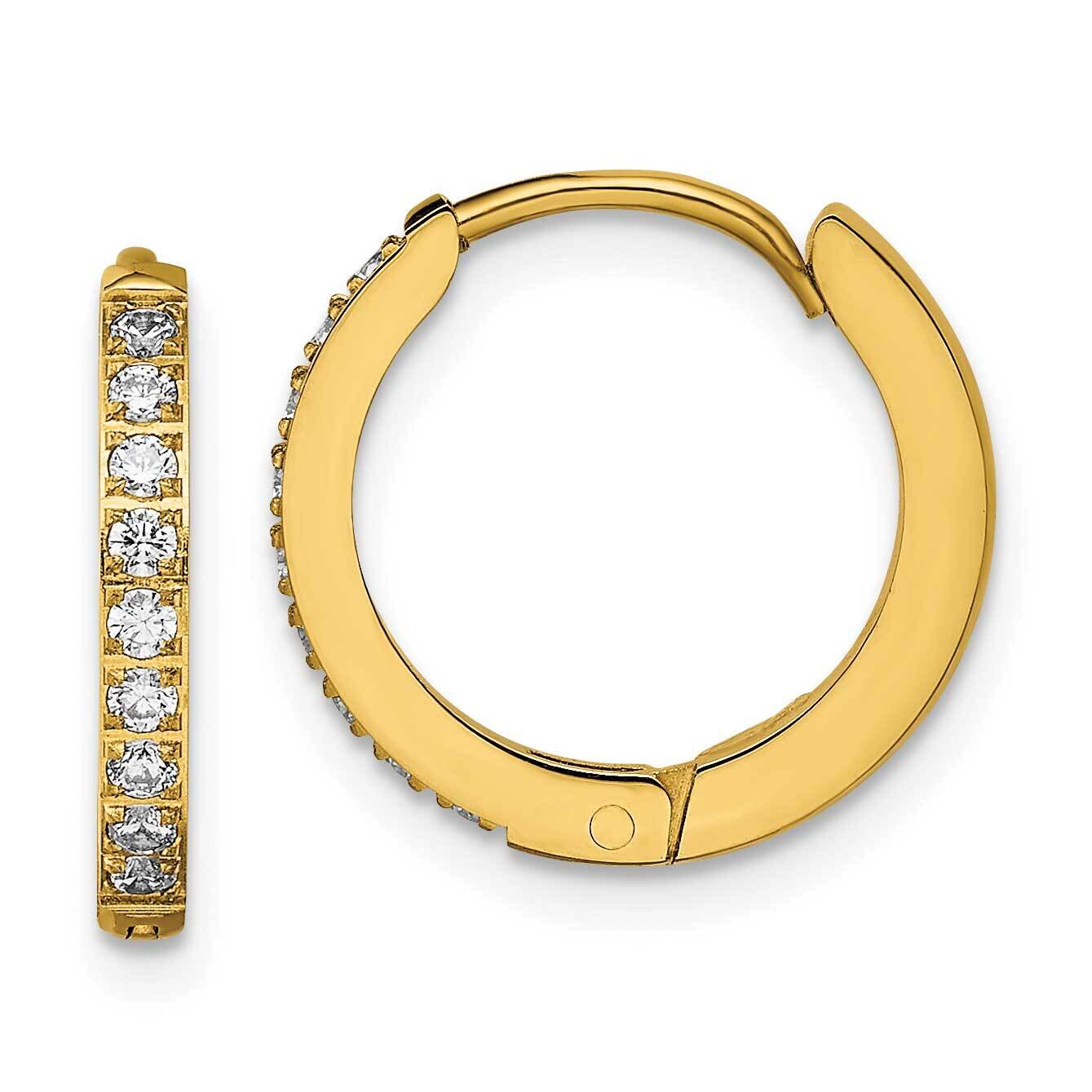 Yellow Ip with Preciosa Crystal Hinged Hoop Earrings Stainless Steel Polished SRE1517, MPN: SRE1517…