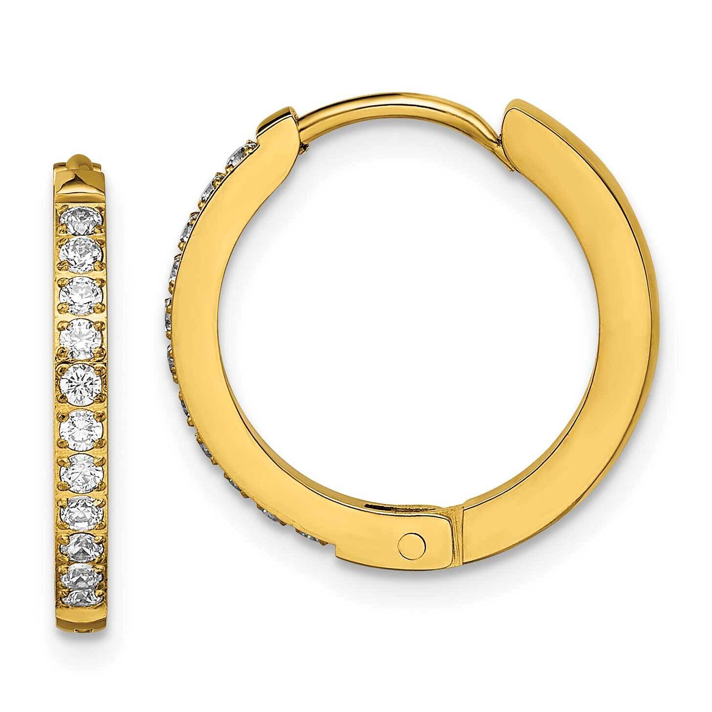 Yellow Ip with Preciosa Crystal Hinged Hoop Earrings Stainless Steel Polished SRE1518, MPN: SRE1518…