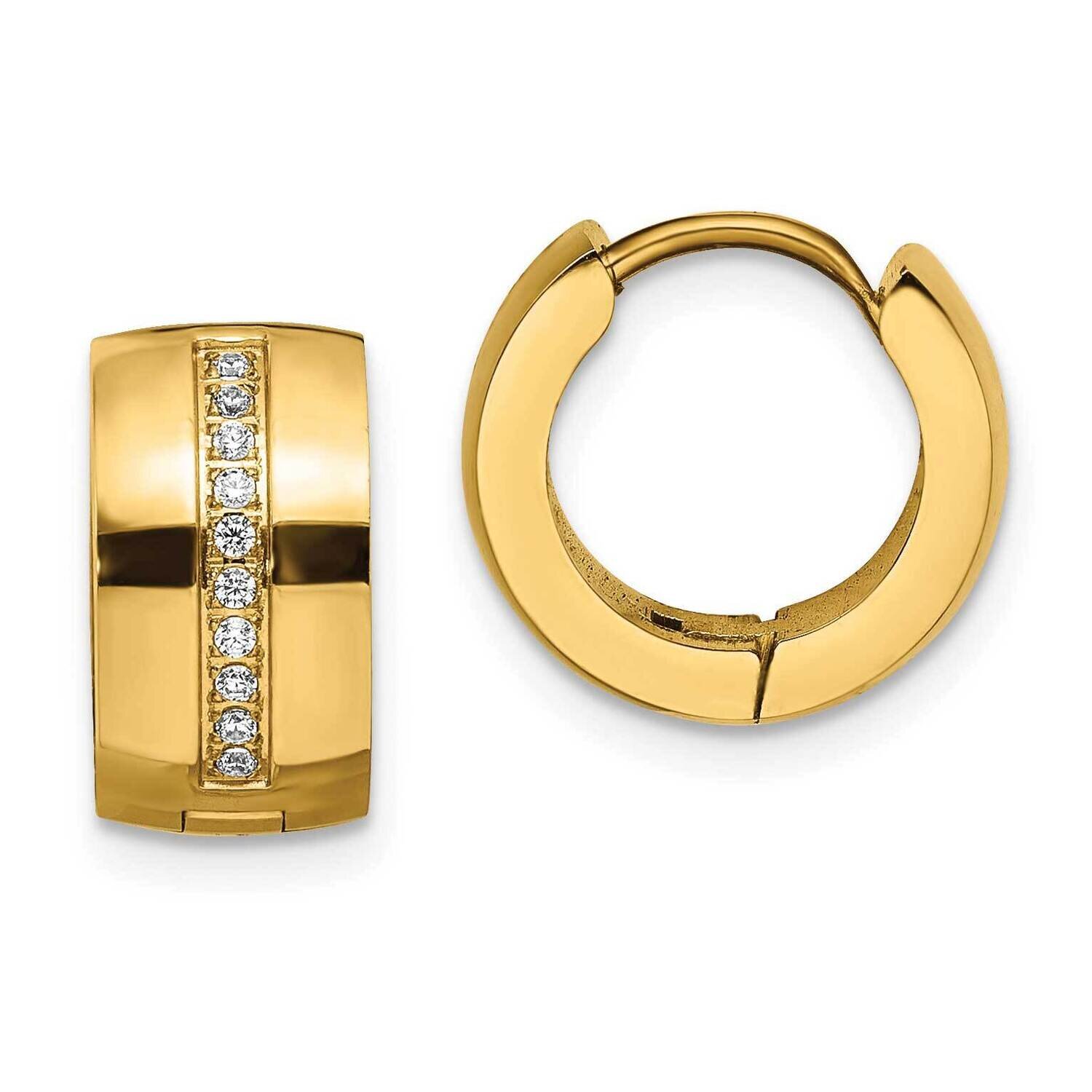 Yellow Ip with Preciosa Crystal Hinged Hoop Earrings Stainless Steel Polished SRE1525, MPN: SRE1525…