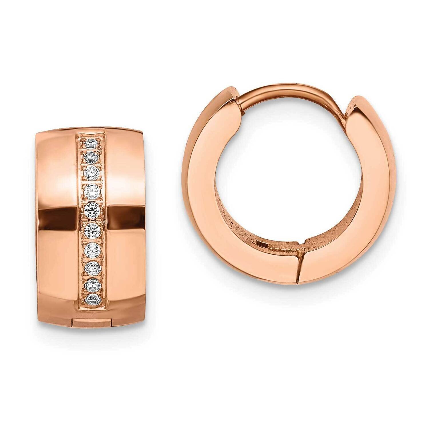 Rose Ip with Preciosa Crystal Hinged Hoop Earrings Stainless Steel Polished SRE1526, MPN: SRE1526, …