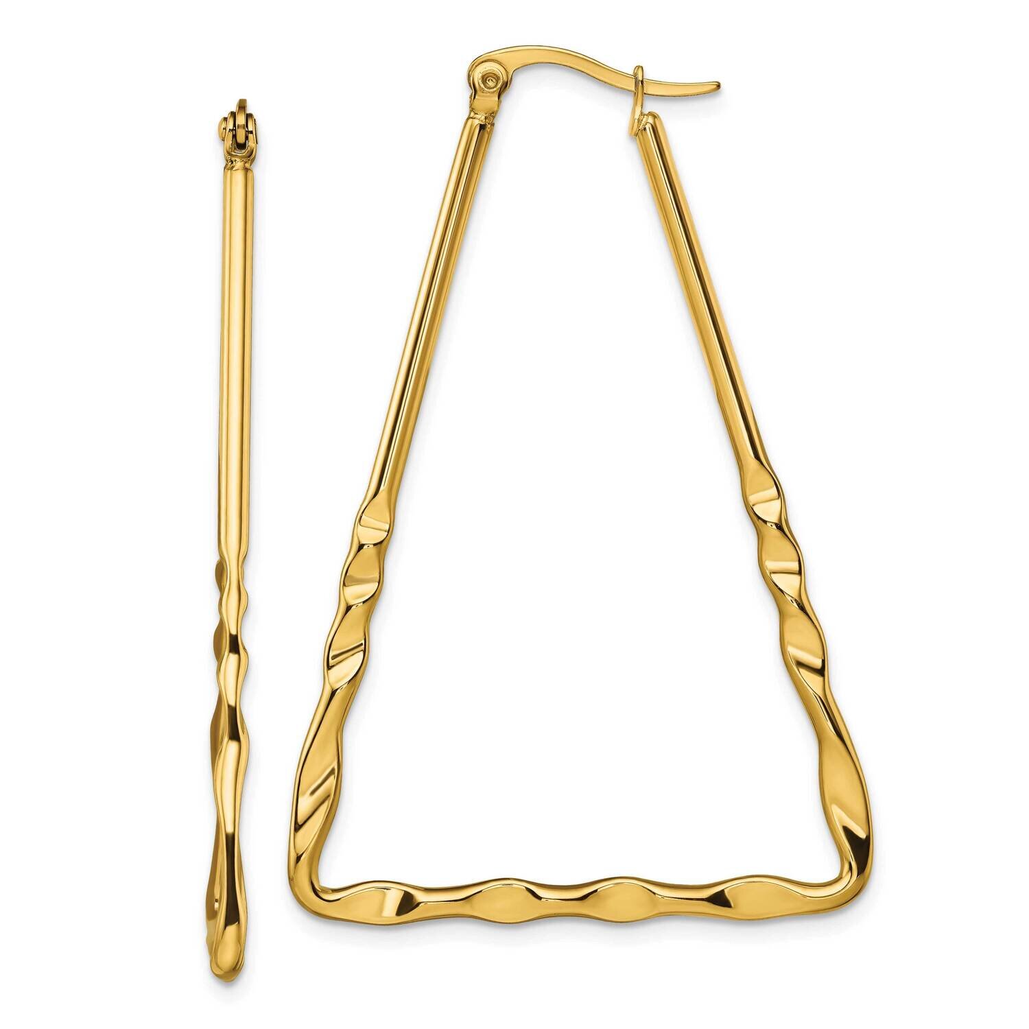 Yellow Ip-Plated Triangular Hoop Earrings Stainless Steel Polished SRE1536, MPN: SRE1536, 191101867…