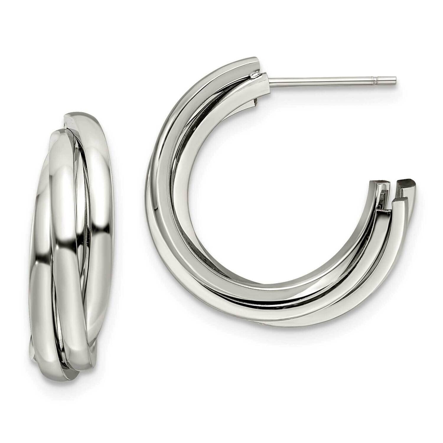 Post Hoop Earrings Stainless Steel Polished SRE1537