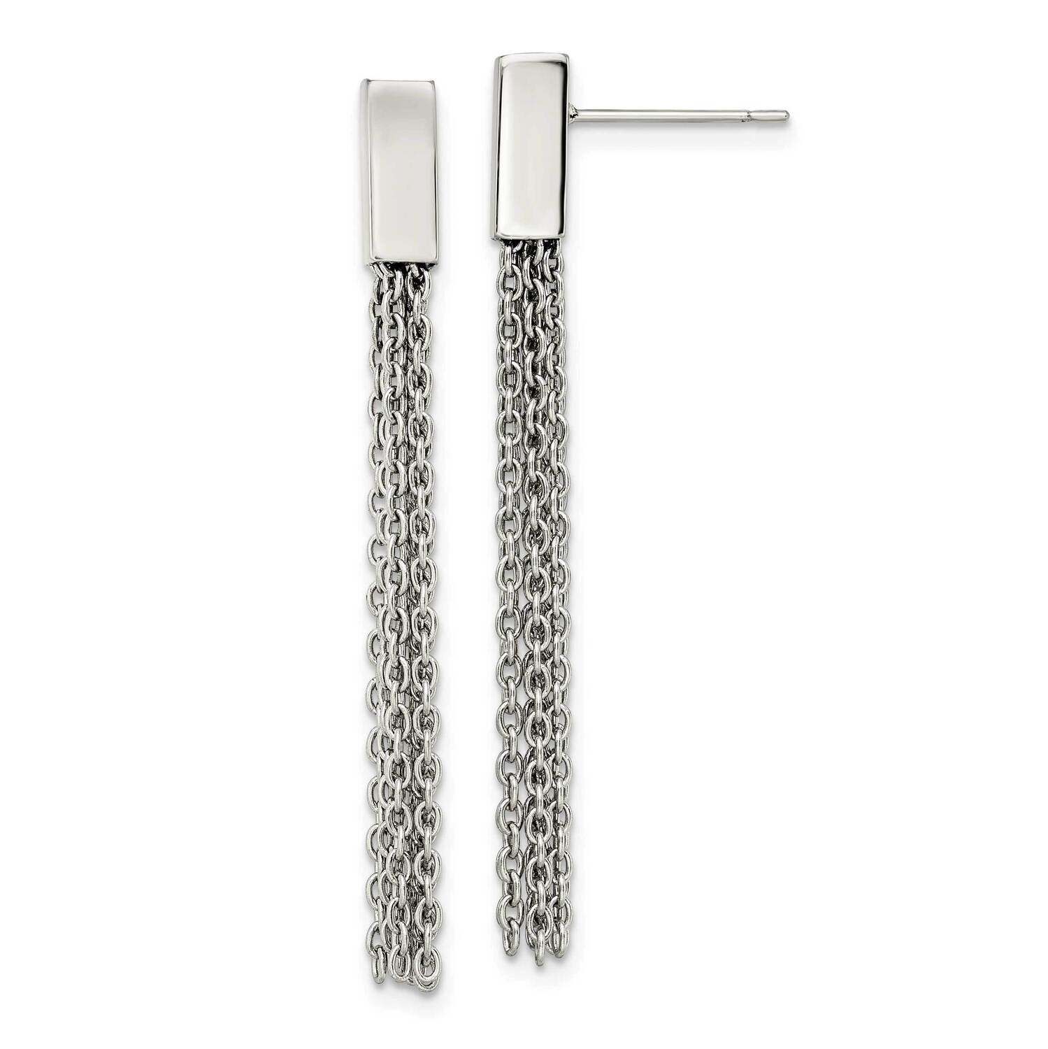 Chain Dangle Post Earrings Stainless Steel Polished SRE1546