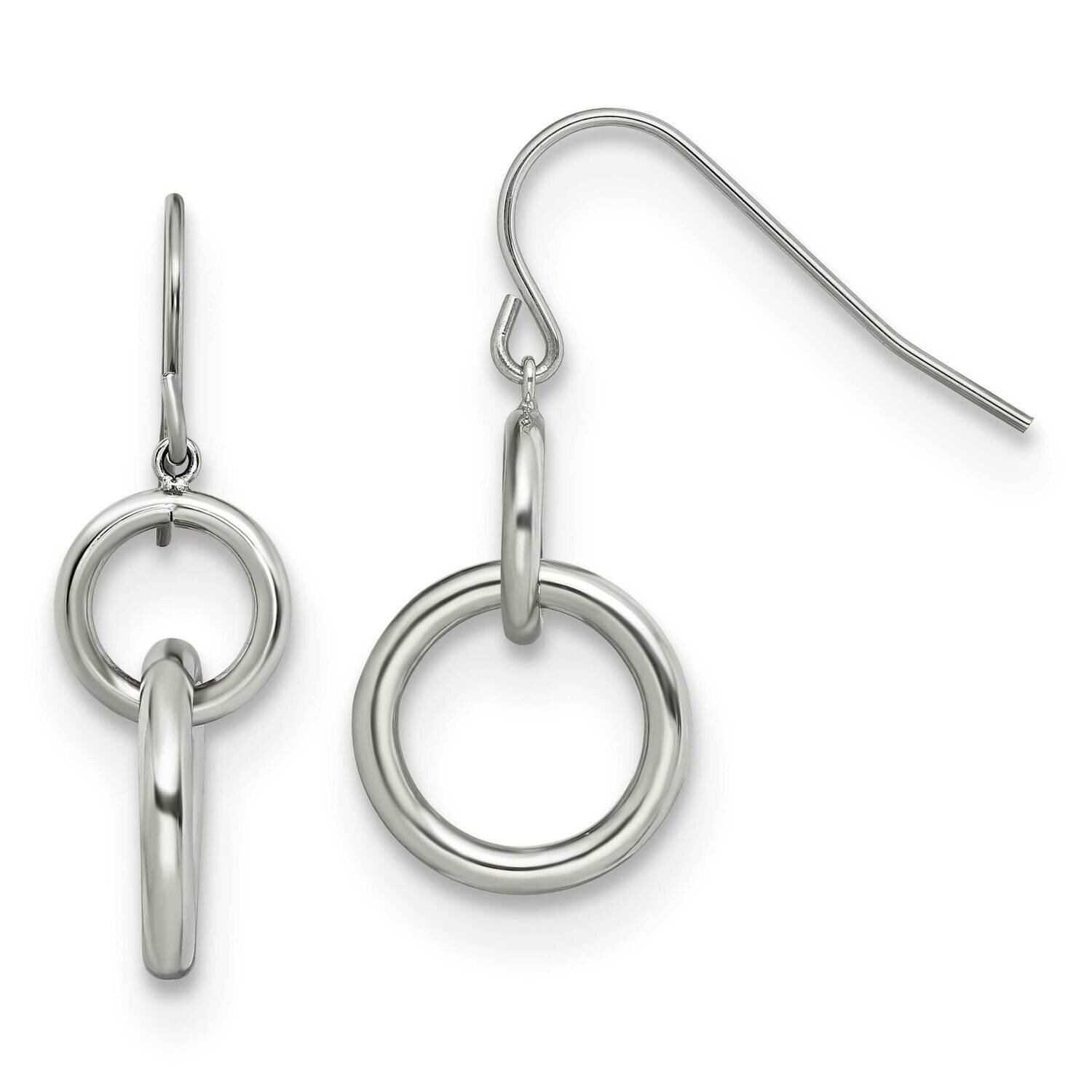 Circle Shepherd Hook Earrings Stainless Steel Polished SRE1554, MPN: SRE1554, 191101866821
