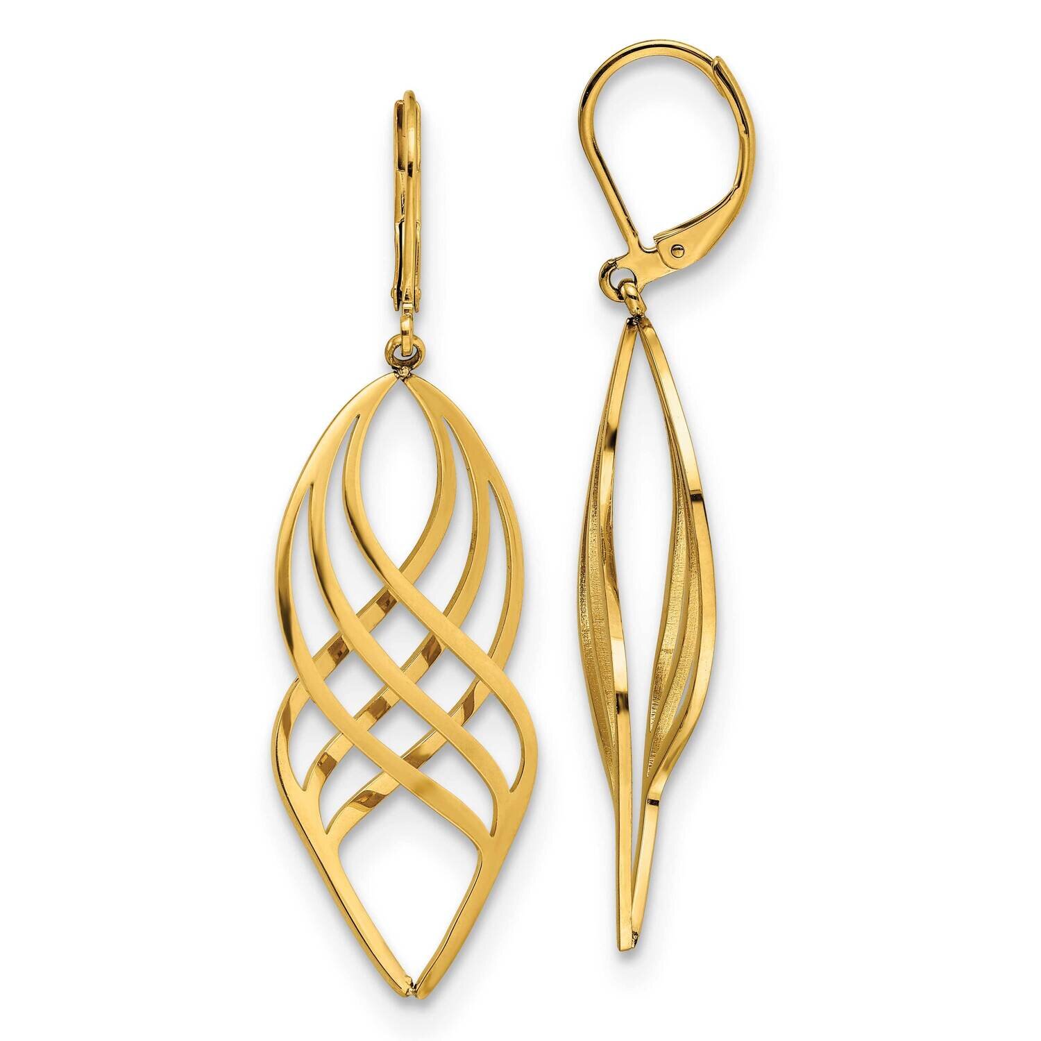Yellow Ip-Plated Leverback Dangle Earrings Stainless Steel Polished SRE1555