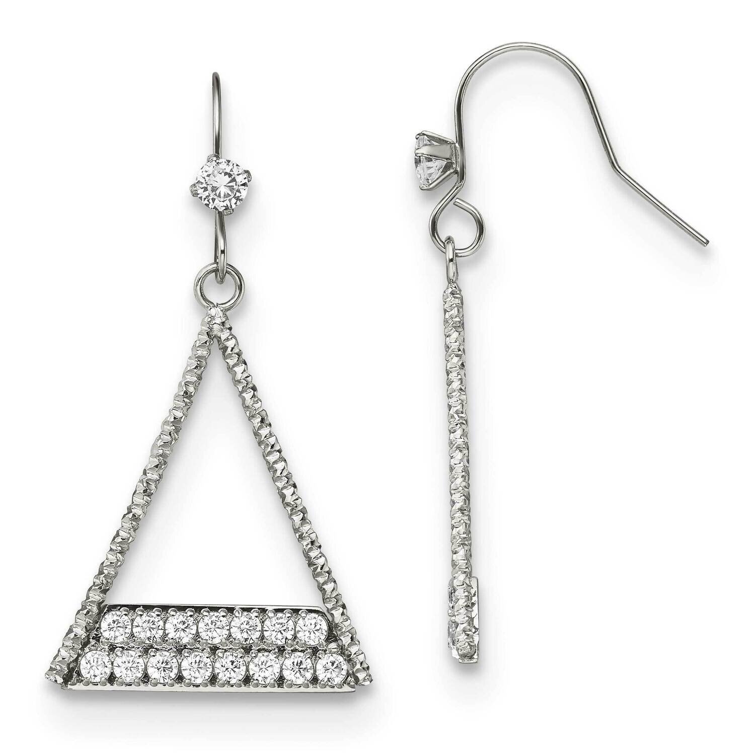 Cz Shepherd Hook Dangle Earrings Stainless Steel Polished SRE1557, MPN: SRE1557, 191101867279