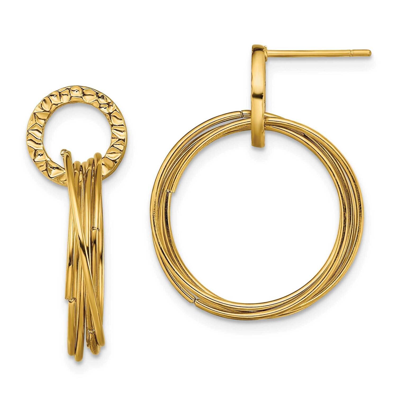 Textured Yellow Ip Circles Post Dangle Earrings Stainless Steel Polished SRE1561, MPN: SRE1561, 191…