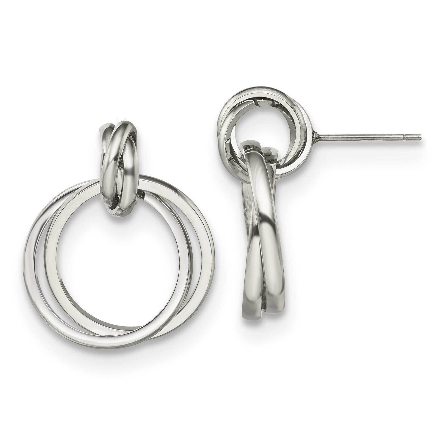 Intertwined Circles Post Dangle Earrings Stainless Steel Polished SRE1562