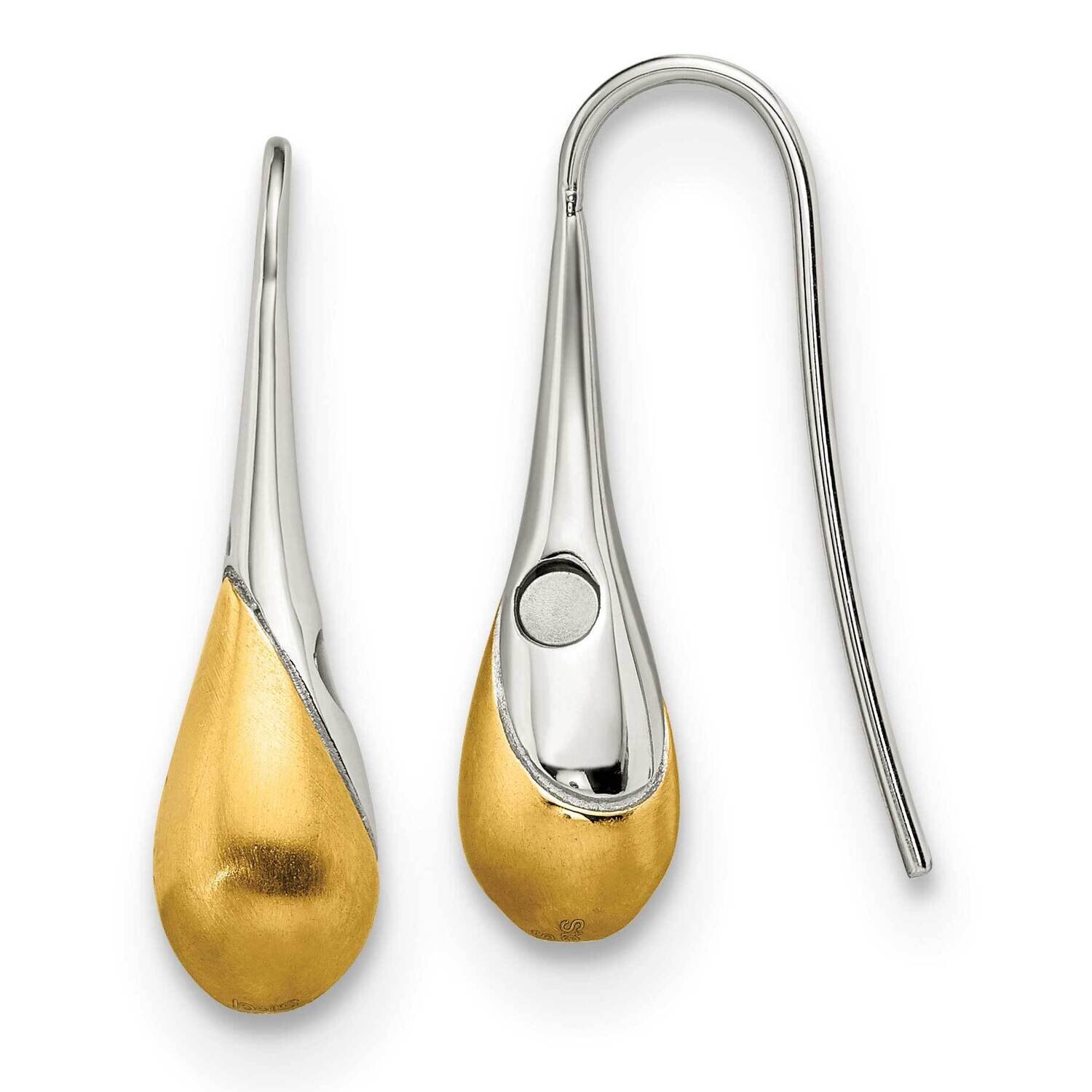 Polished Yellow Ip Magnetic Shepherd Hook Earring Stainless Steel Brushed SRE1567