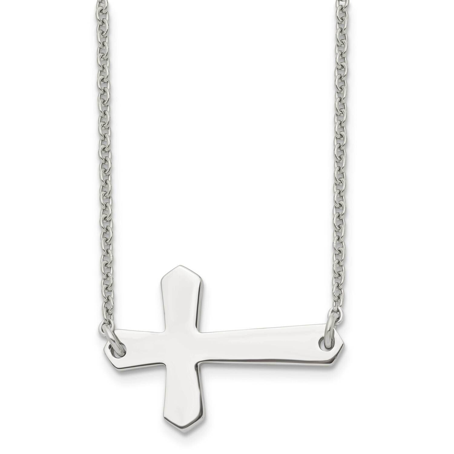 Sideways Cross Necklace Stainless Steel Polished SRN1179-21, MPN: SRN1179-21, 191101789502