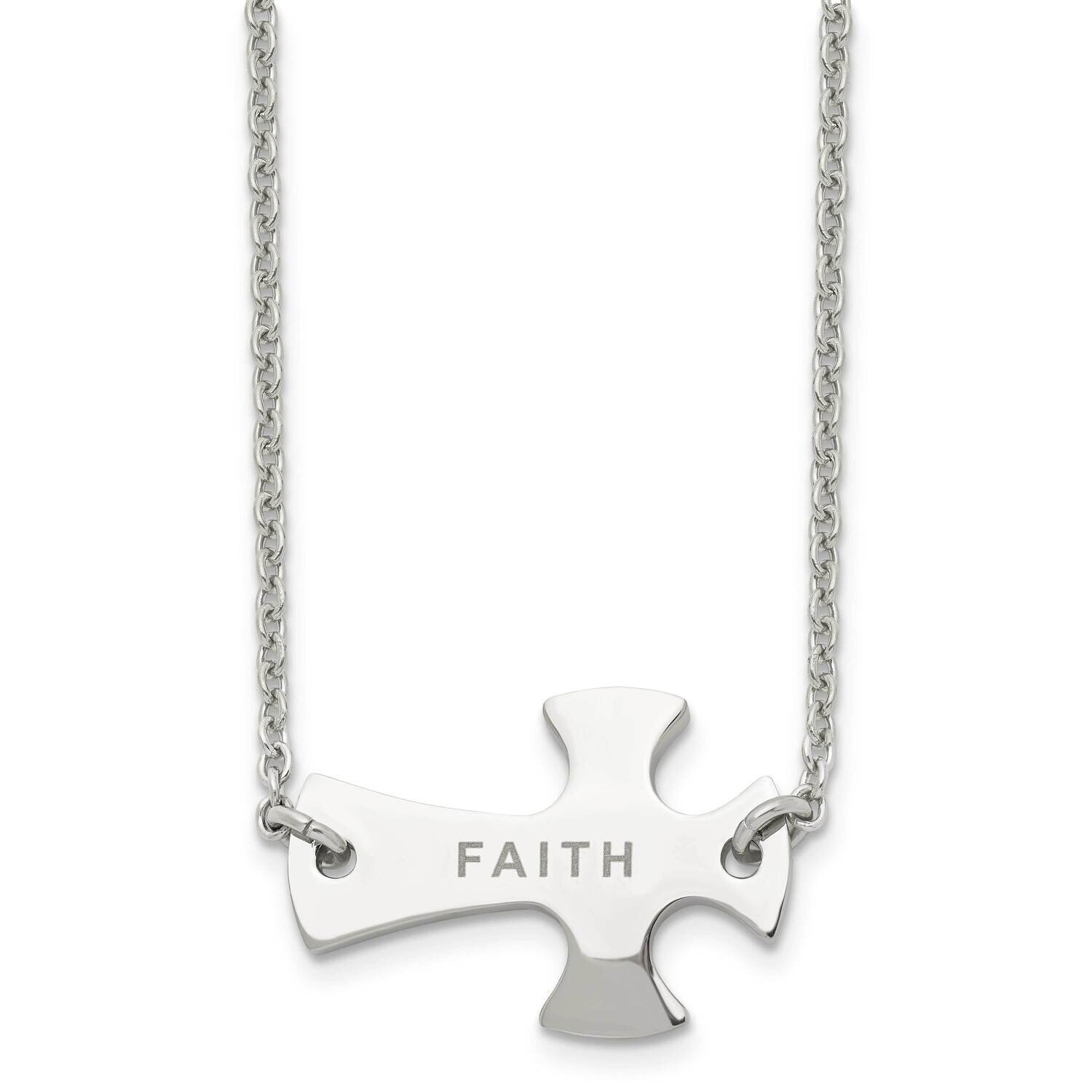 Faith Large Sideways Cross Necklace Stainless Steel SRN1182-19