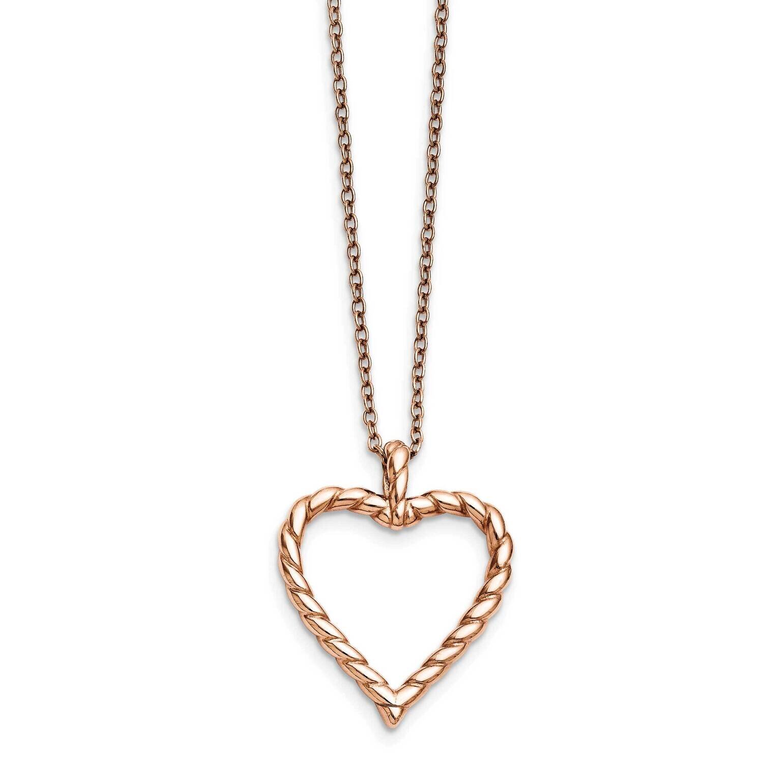 Pink Ip-Plated Twisted Heart Necklace Stainless Steel Polished SRN1414-18