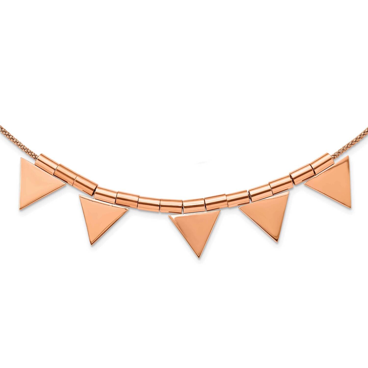 Rose Ip-Plated Triangle Charm with 2 Inch Extender Necklace Stainless Steel SRN2237-20, MPN: SRN223…
