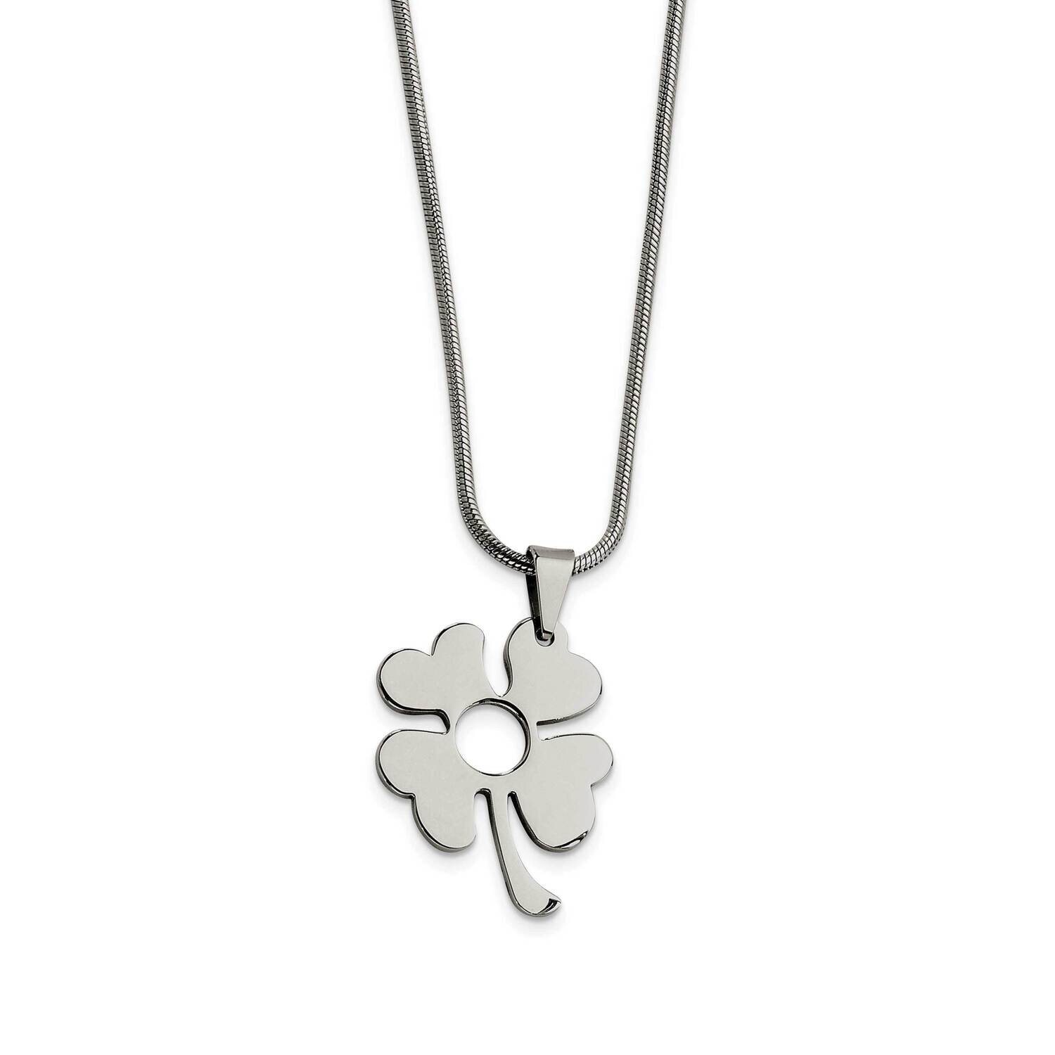 Four Leaf Clover Pendant 18 Inch Necklace Stainless Steel SRN267-18