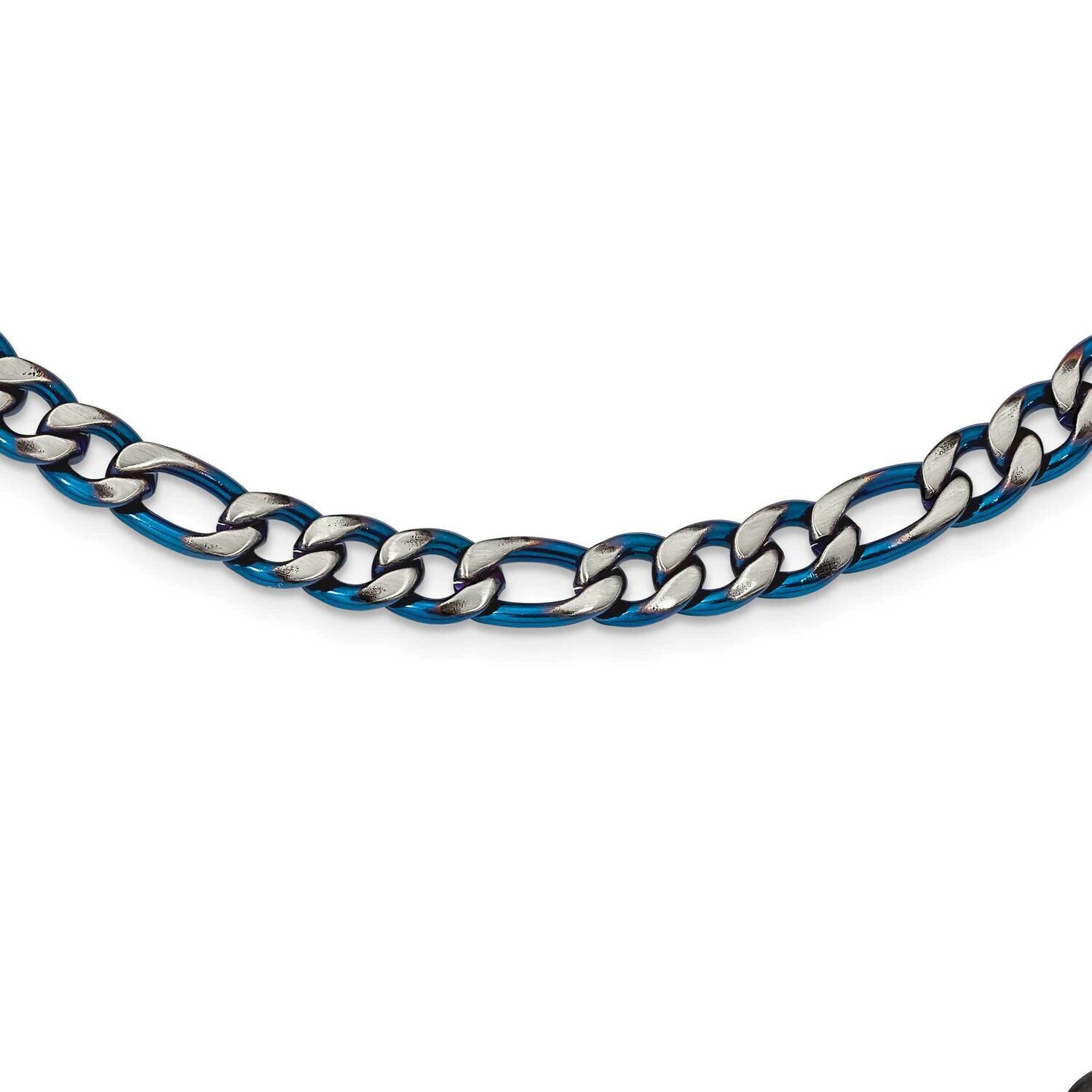 Blue Ip-Plated 7.5mm 24 Inch Necklace Stainless Steel Brushed and Polished SRN2817-24