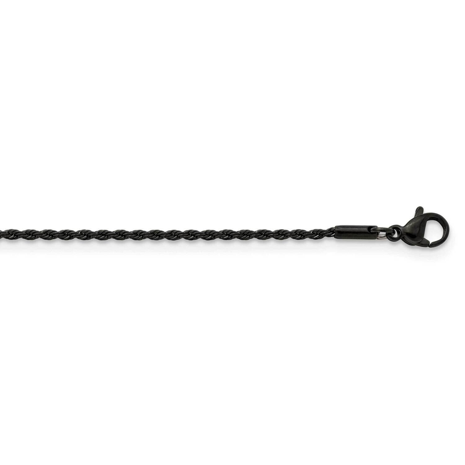 Black Ip-Plated 1.5mm 18 Inch Rope Chain Stainless Steel Polished SRN2839-18