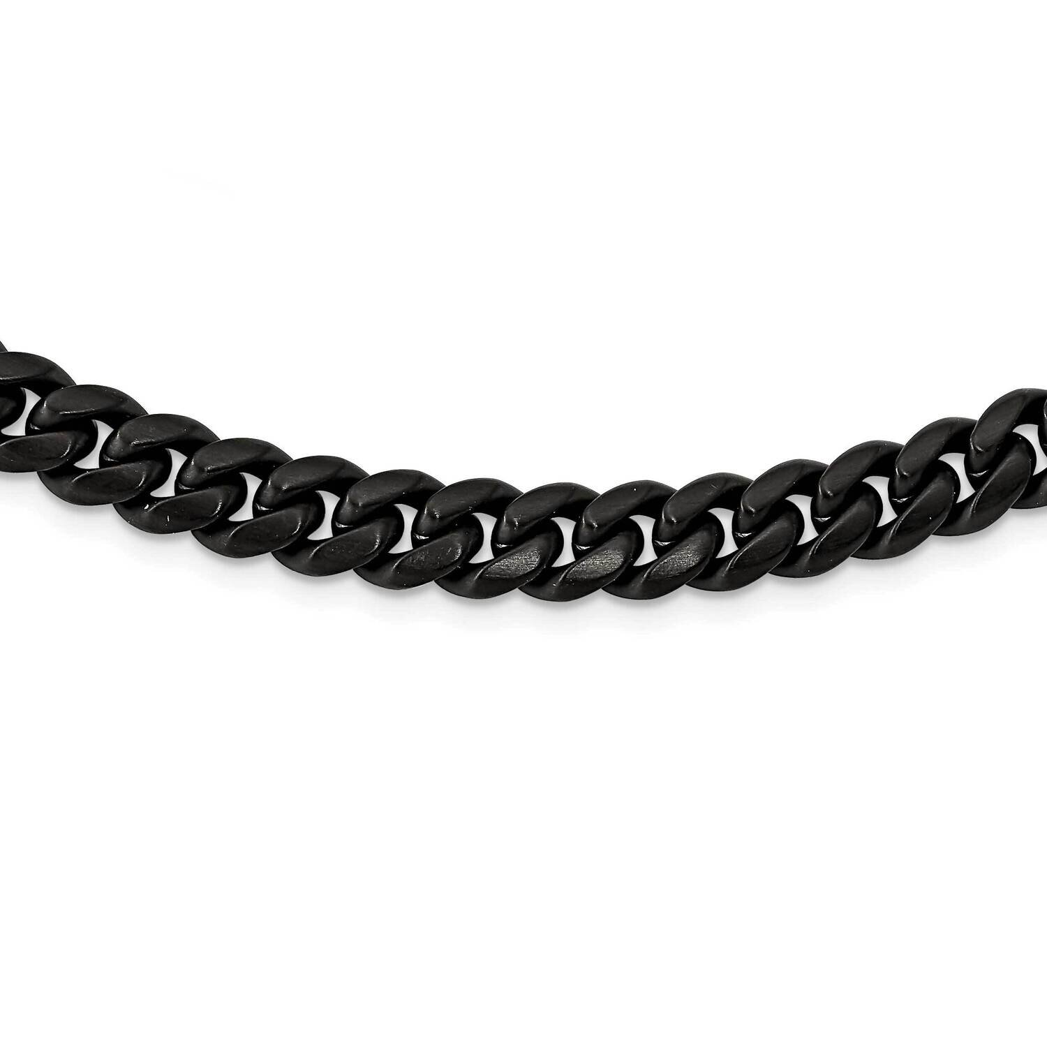 Black Ip-Plated 10mm Curb 24 Inch Necklace Stainless Steel Brushed SRN2875-24, MPN: SRN2875-24, 191…