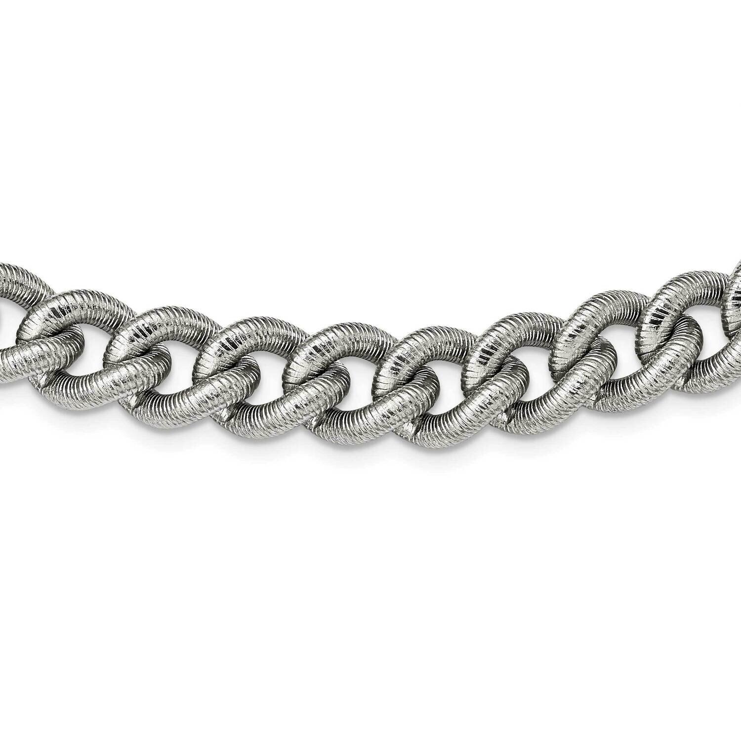 Textured 14.5mm Curb 23.75 Inch Necklace Stainless Steel Polished SRN2876-23.75, MPN: SRN2876-23.75…