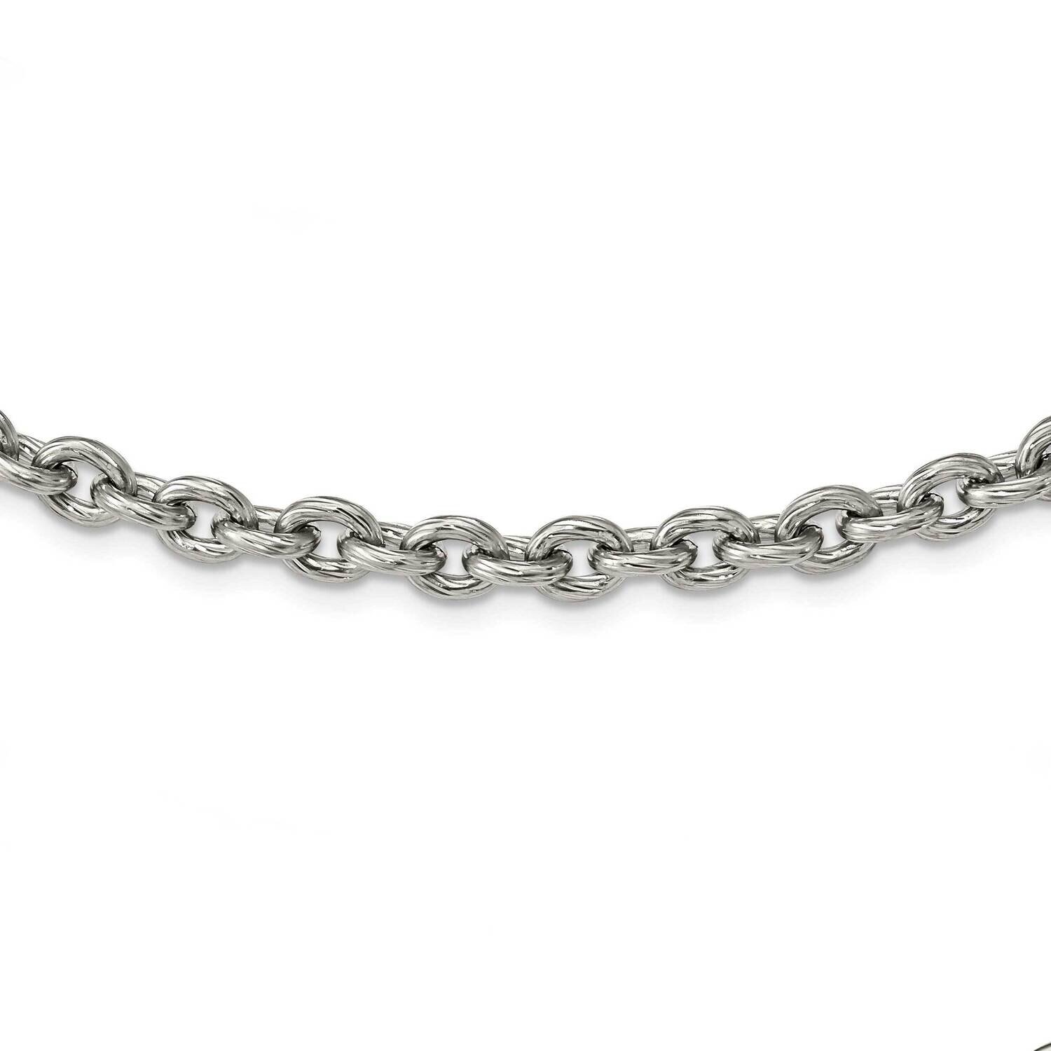 Textured 7mm Cable Chain 24 Inch Necklace Stainless Steel Polished SRN2880-24, MPN: SRN2880-24, 191…
