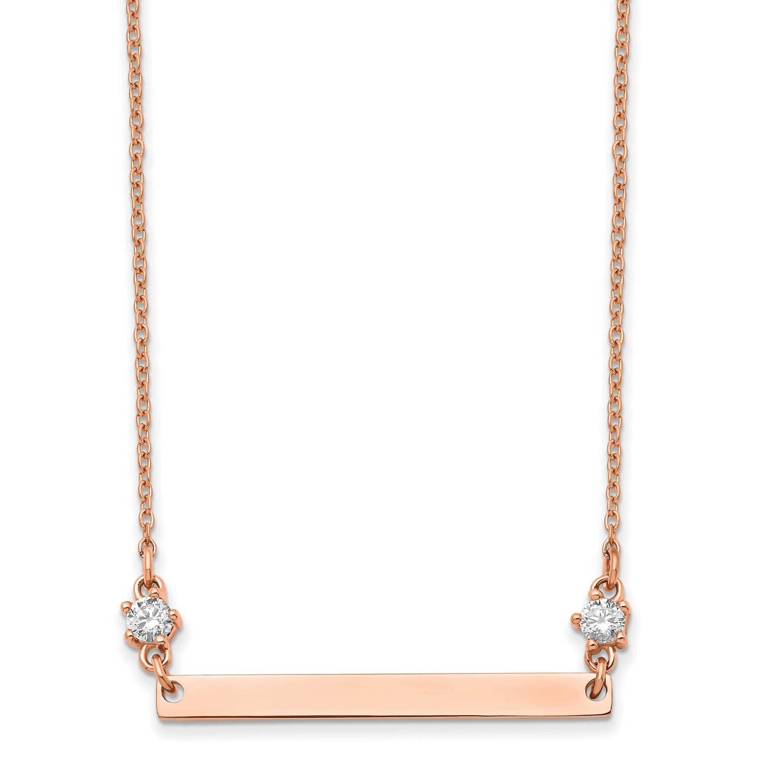 Rose Ip-Plated with Cz Stars 18 Inch Bar Necklace Stainless Steel Polished SRN2909-18, MPN: SRN2909…