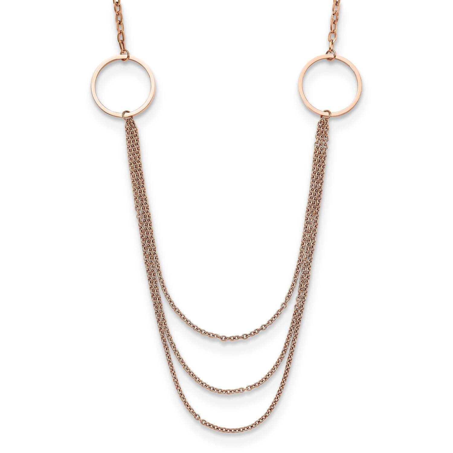 Rose Ip-Plated Multi Chain 35.5 Inch Necklace Stainless Steel Polished SRN3009-35.5, MPN: SRN3009-3…