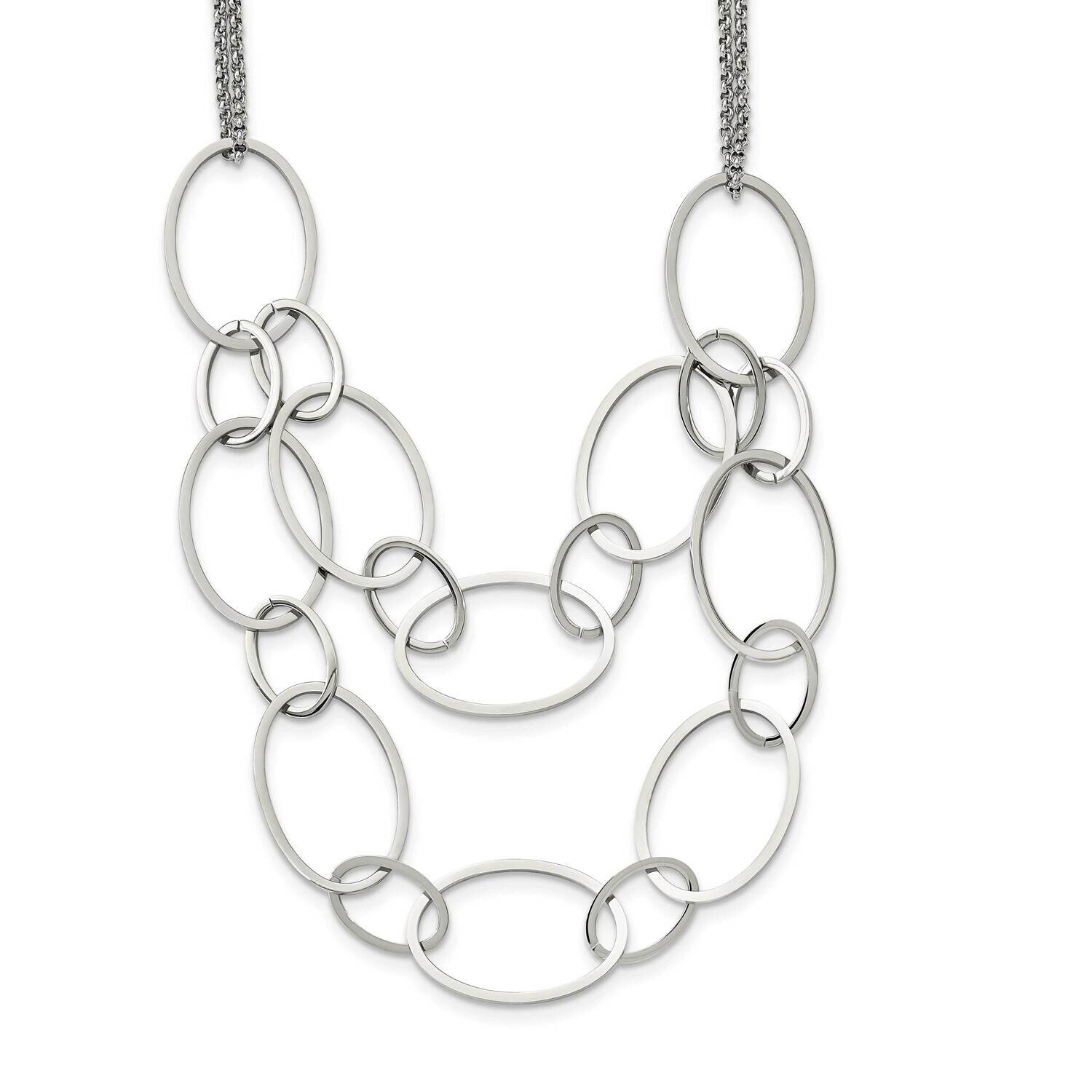 Oval Link 2-Strand with 1.5 Inch Extender 19 Inch Necklace Stainless Steel Polished SRN3012-19, MPN…