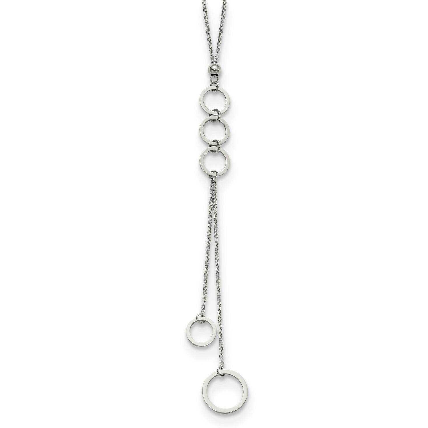Circle Dangles 2 Inch Extension 23In Necklace Stainless Steel Polished SRN3017-23