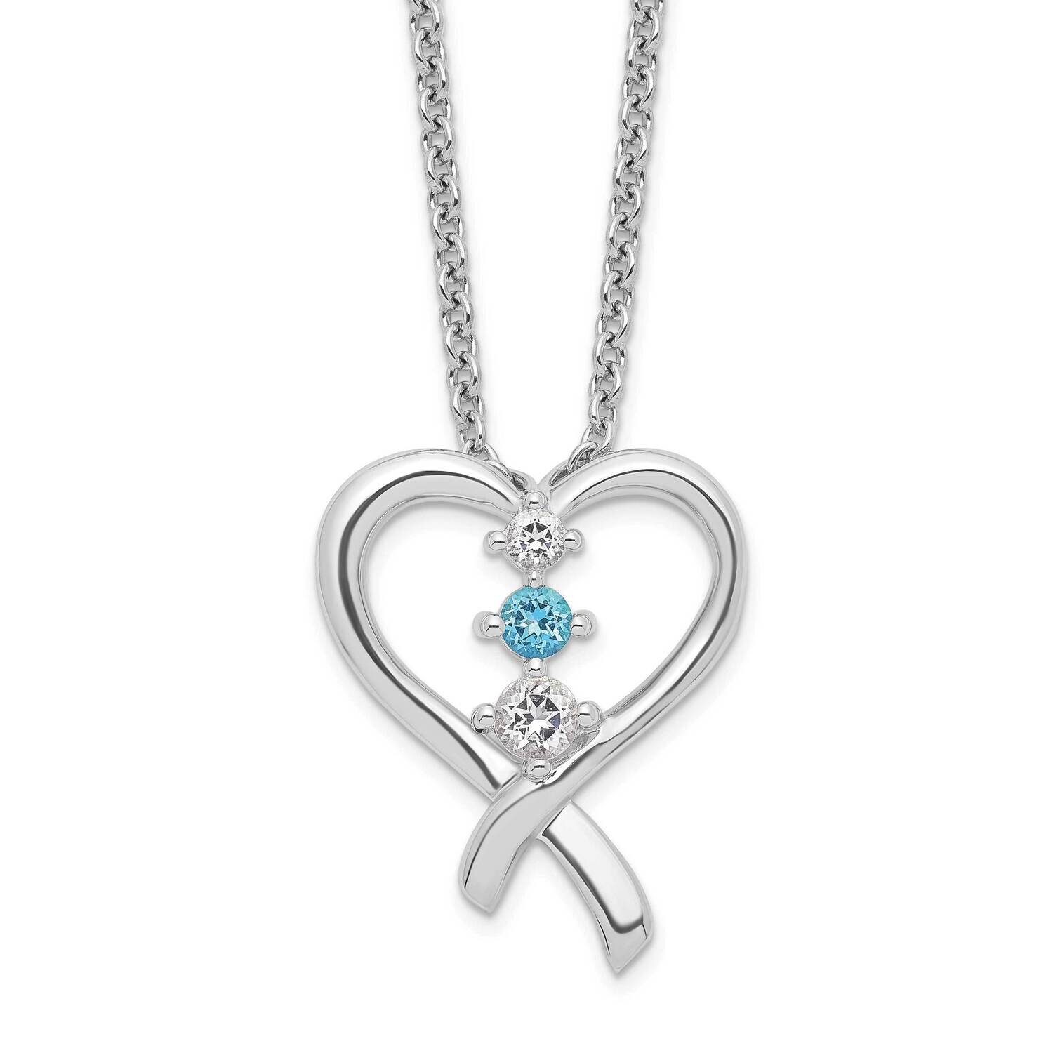 Survivor Clear Blue Swarovski Topaz Heart Of Resil Necklace Sterling Silver SV201SSB-16, MPN: SV201…