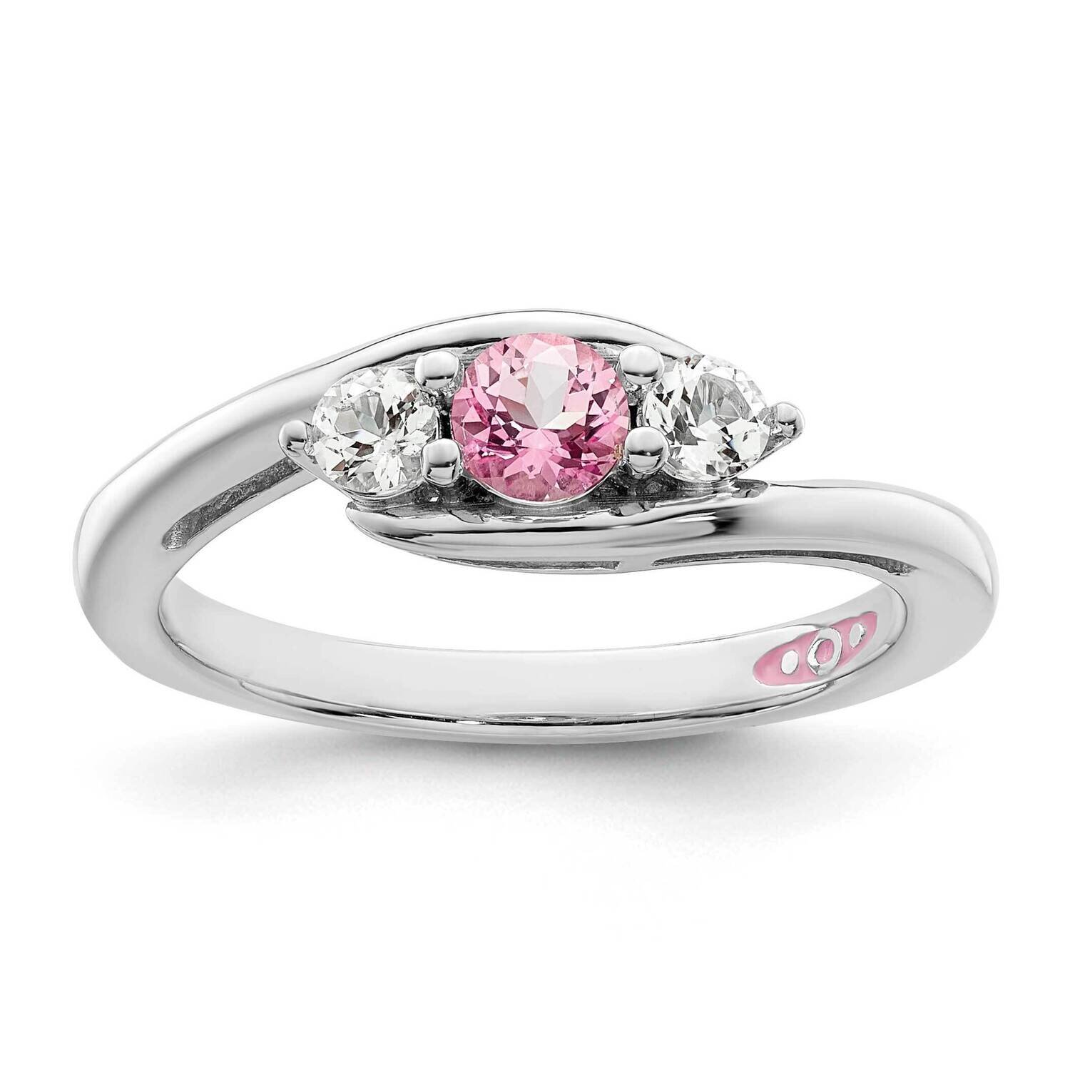 Survivor Clear &amp; Pink Swarovski Topaz Sue Ring Sterling Silver Rhodium-plated SV210SS-6, MPN: SV210…