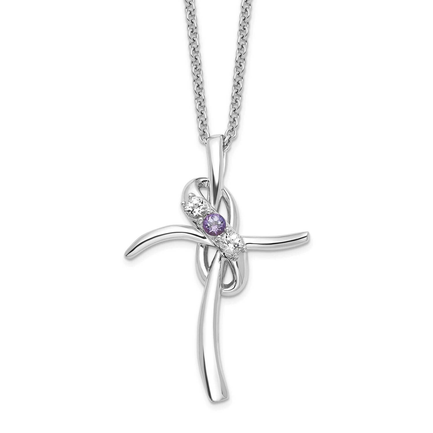Survivor Clear &amp; Purple Swarovski Topaz Grace Cross Necklace Sterling Silver SV214SSPU-16, MPN: SV2…