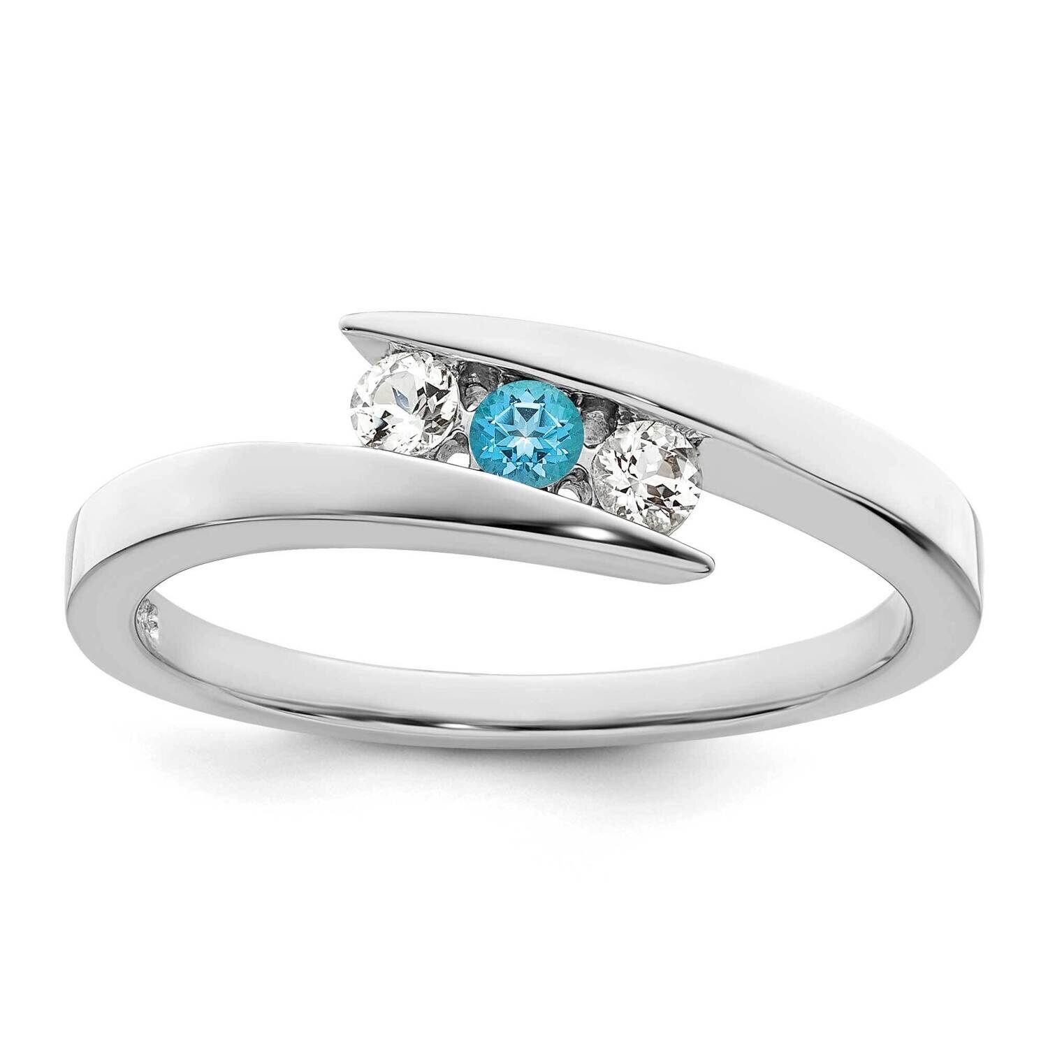 Survivor Clear &amp; Blue Swarovski Topaz Circle Of Strength Ring Sterling Silver SV217SSB-6, MPN: SV21…