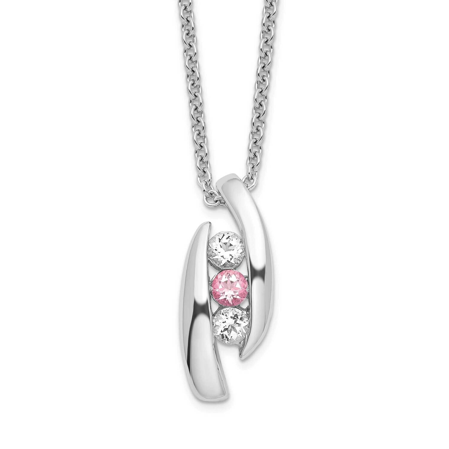 Survivor Clear Pink Swarovski Topaz Pillar Of Strength Necklace 10k White Gold 10SV221W-16, MPN: SV…