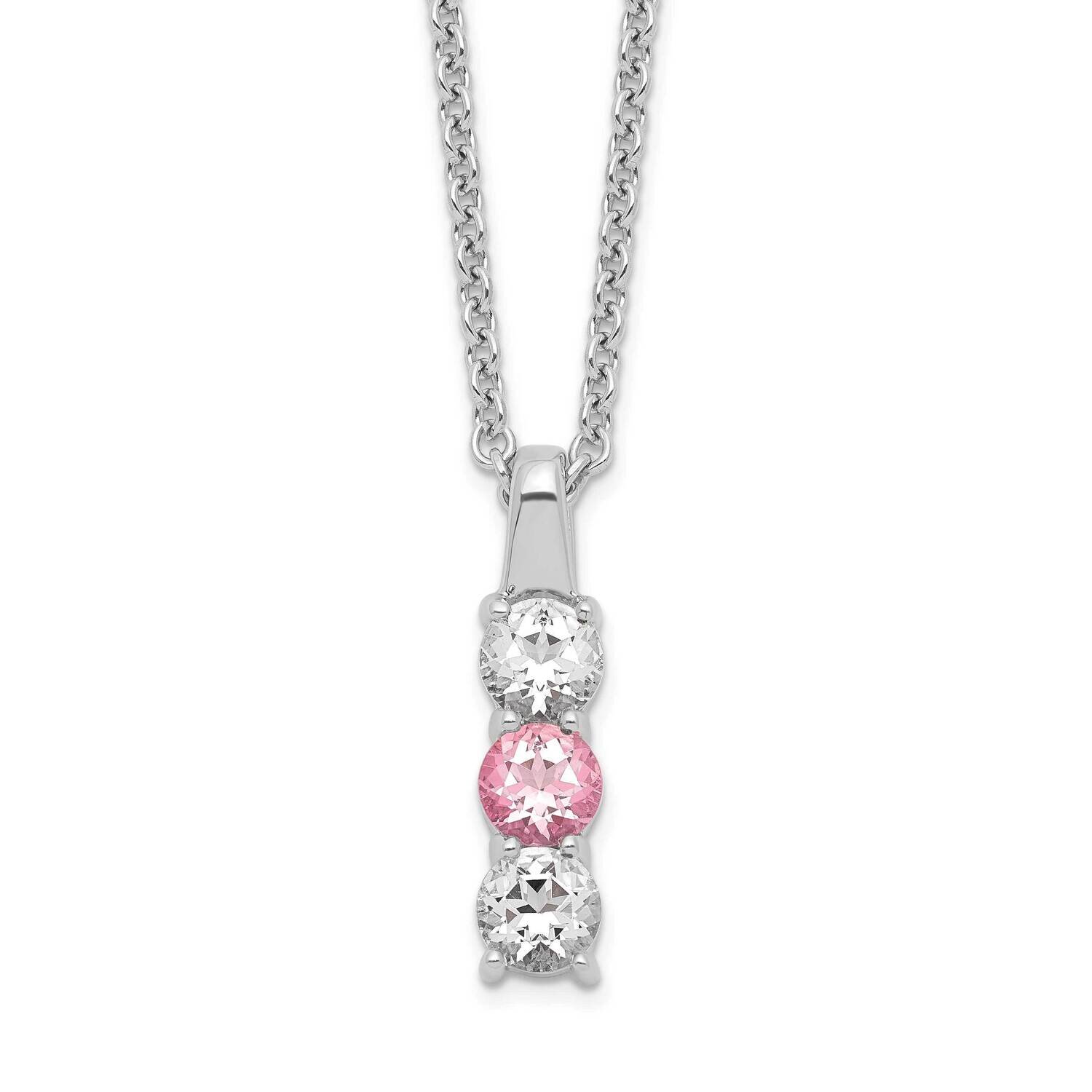 Survivor Clear &amp; Pink Swarovski Topaz Drop Of Courage Necklace 10k White Gold 10SV224W-16, MPN: SV2…