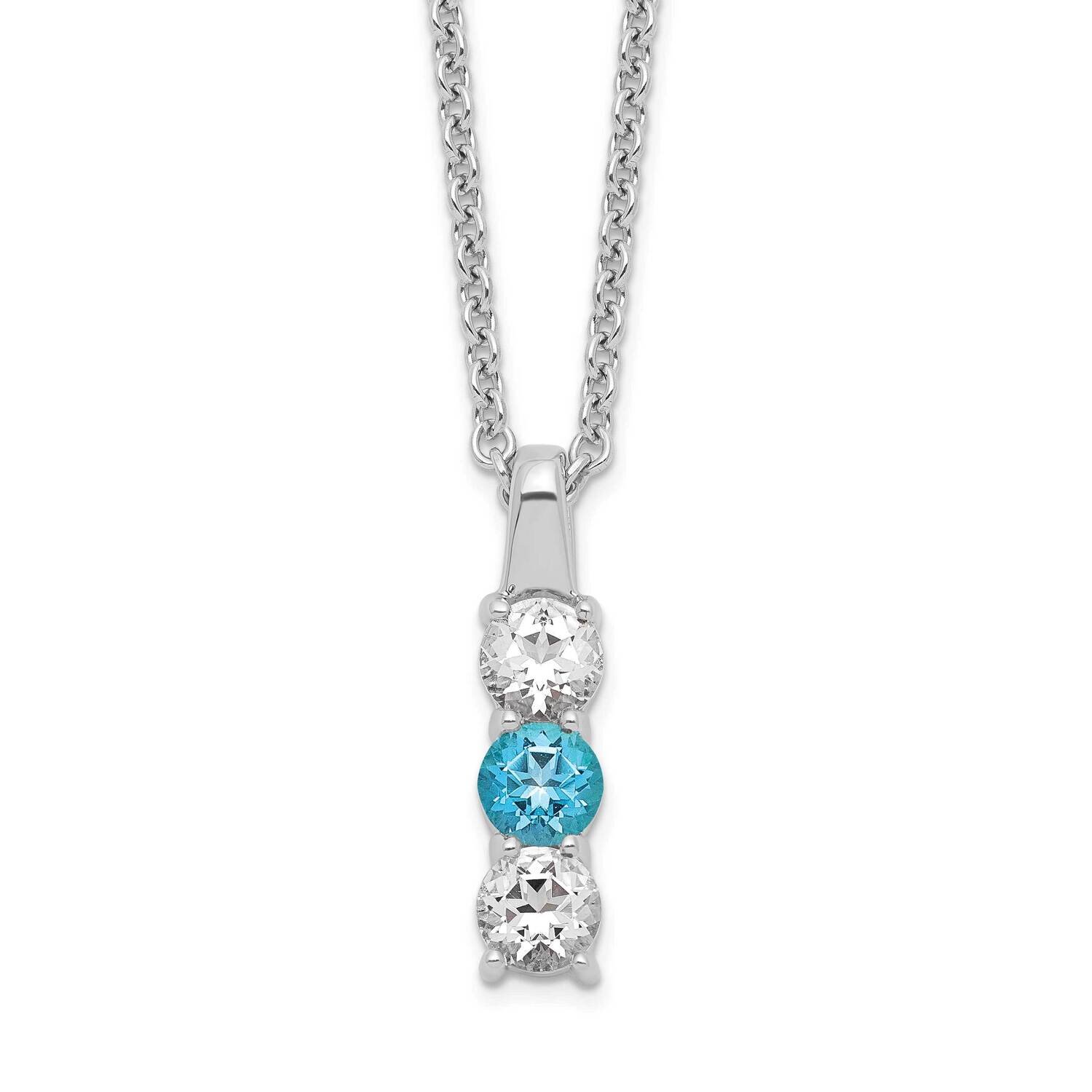 Survivor Clear &amp; Blue Swarovski Topaz Courage Necklace Sterling Silver SV224SSB-16, MPN: SV224SSB-1…