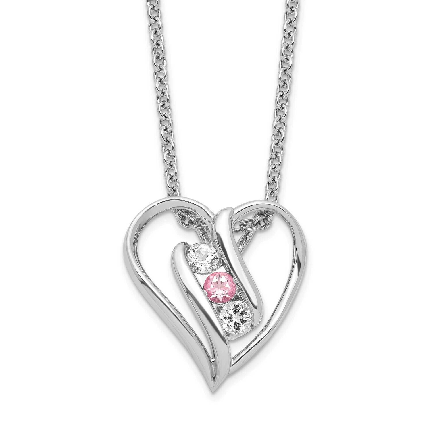 Survivor Clear Pink Swarovski Topaz Heart Of Support Necklace Sterling Silver SV227SS-16, MPN: SV22…