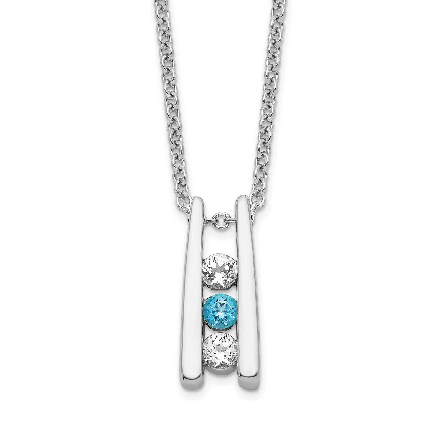 Survivor Collection Clear &amp; Blue Swarovski Topaz Grateful Necklace 10k White Gold 10SV228WB-16, MPN…