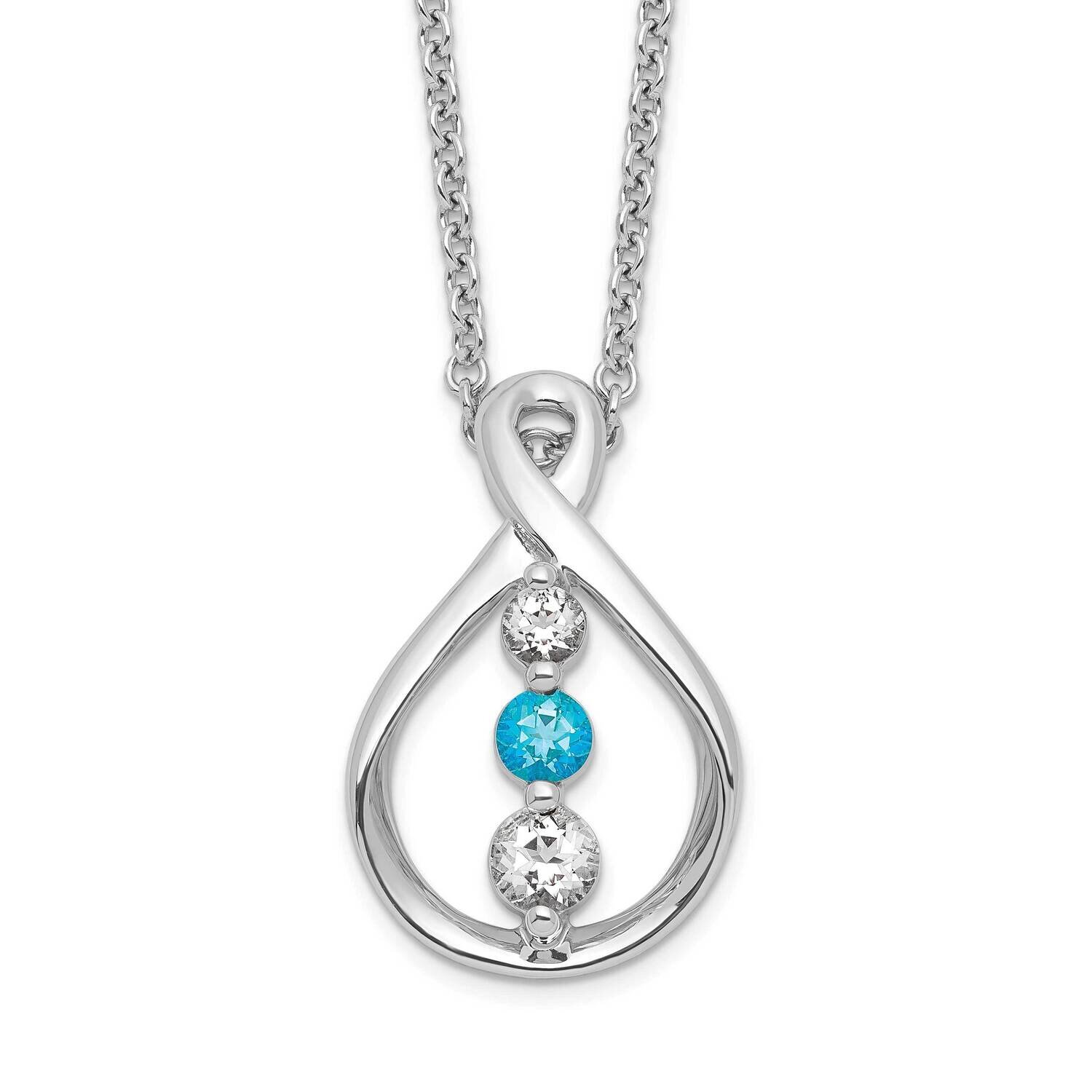 Survivor Clear &amp; Blue Swarovski Topaz Runzi Necklace Sterling Silver SV242SSB-16, MPN: SV242SSB-16,